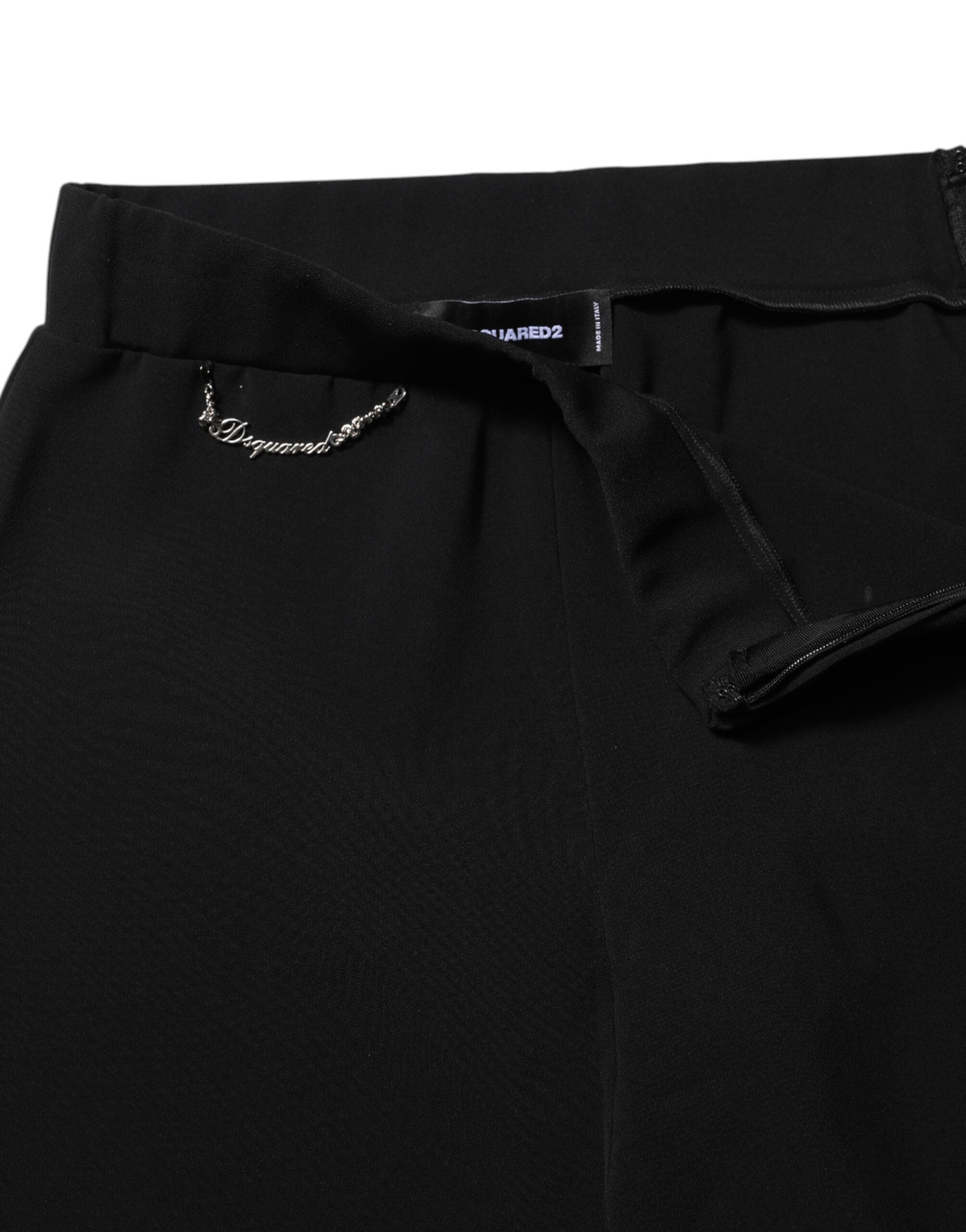 Dsquared² Black Polyester High Waisted Flared Women's Pants