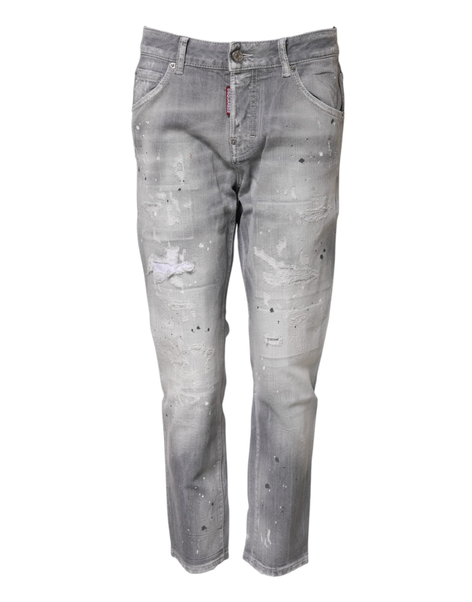 Dsquared² Gray Washed Mid Waist Tapered Women's Jeans