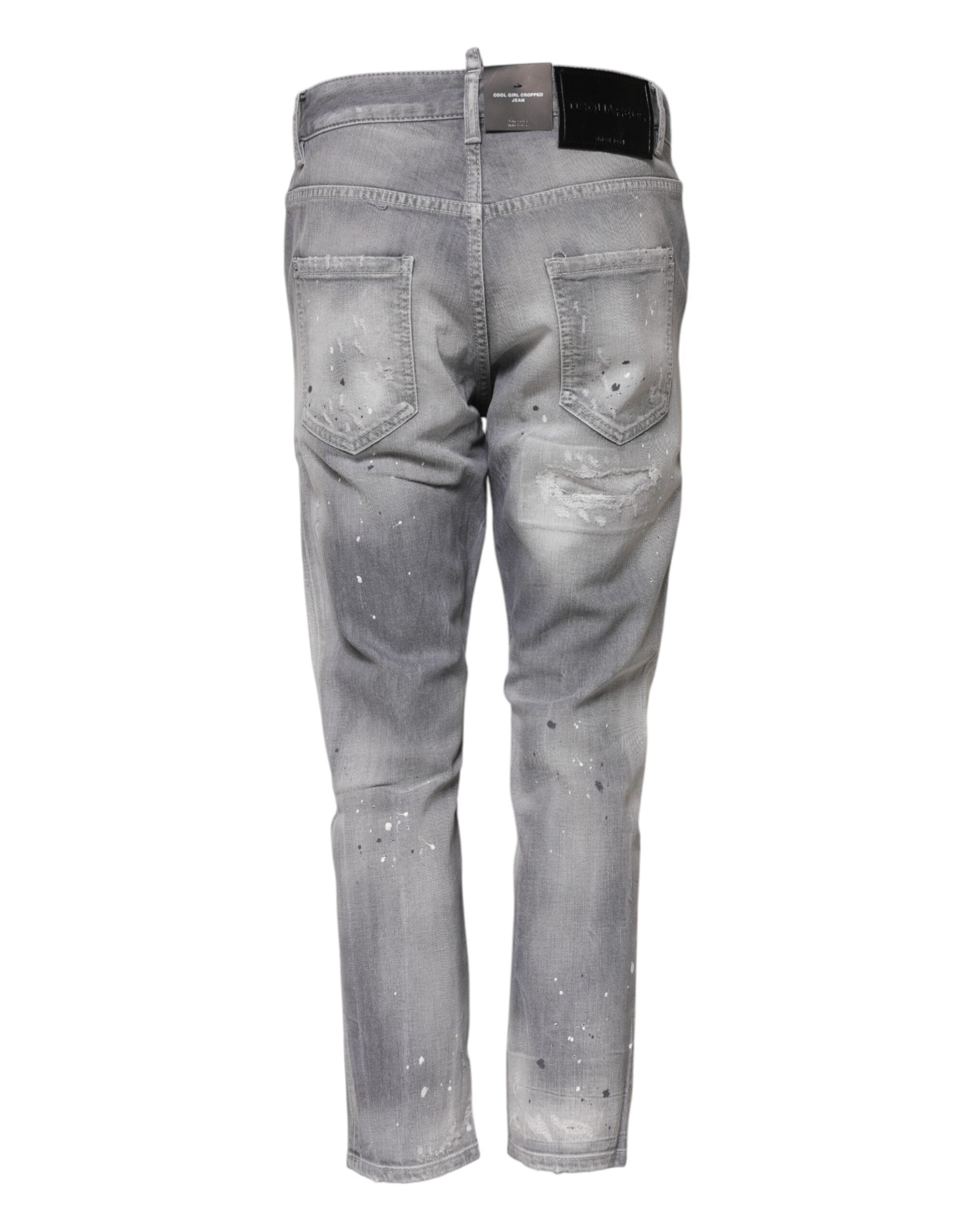 Dsquared² Gray Washed Mid Waist Tapered Women's Jeans