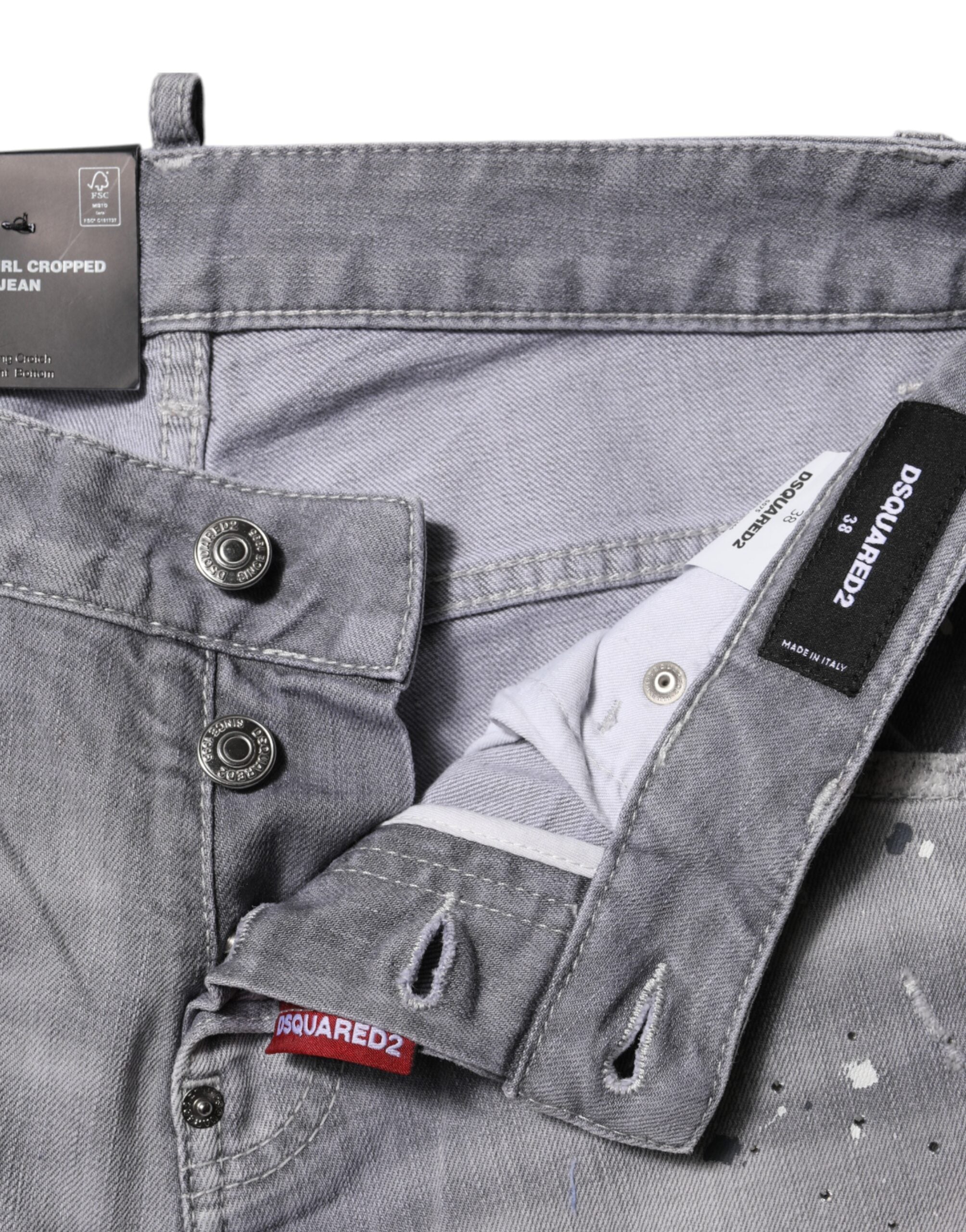 Dsquared² Gray Washed Mid Waist Tapered Women's Jeans