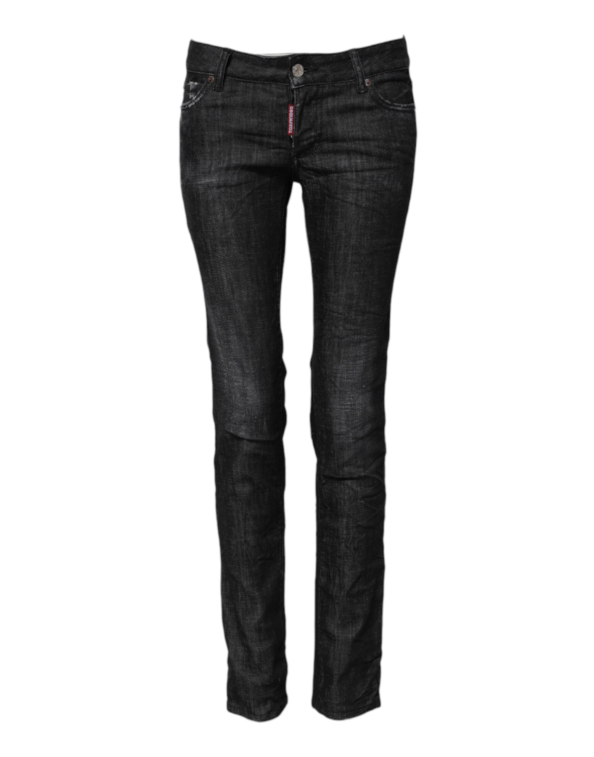 Dsquared² Black Cotton Low Waist Skinny Denim Women's Jeans