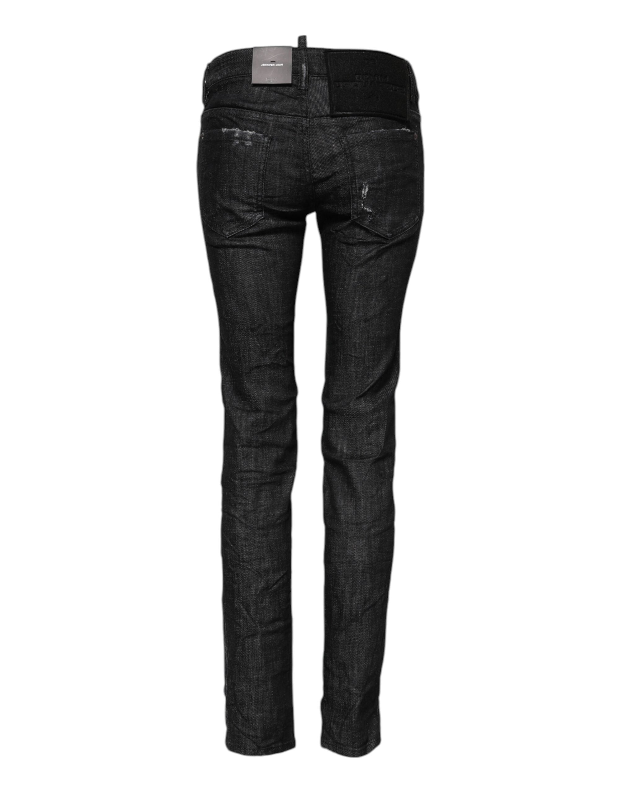 Dsquared² Black Cotton Low Waist Skinny Denim Women's Jeans