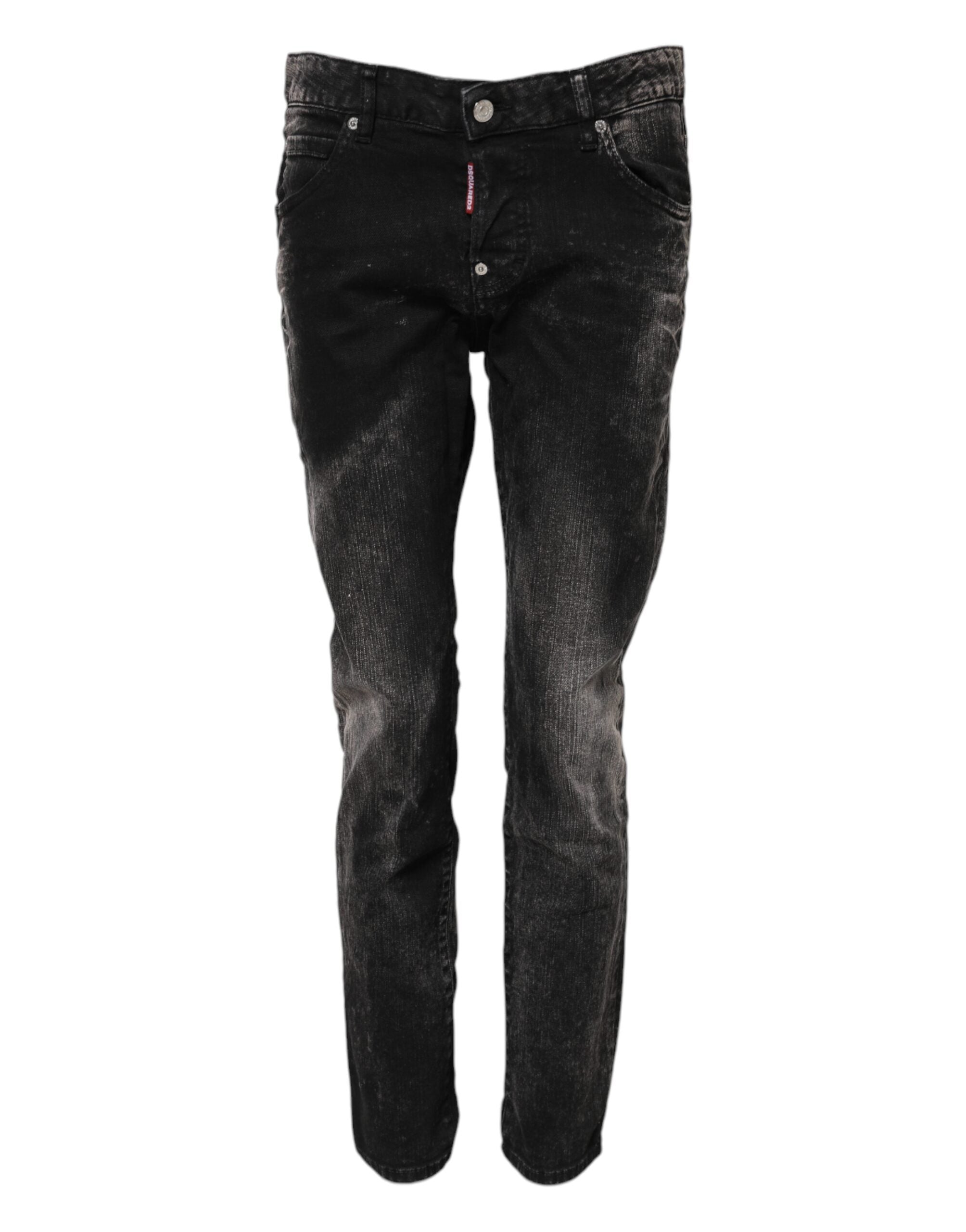Dsquared² Black Washed Mid Waist Tapered Denim Women's Jeans