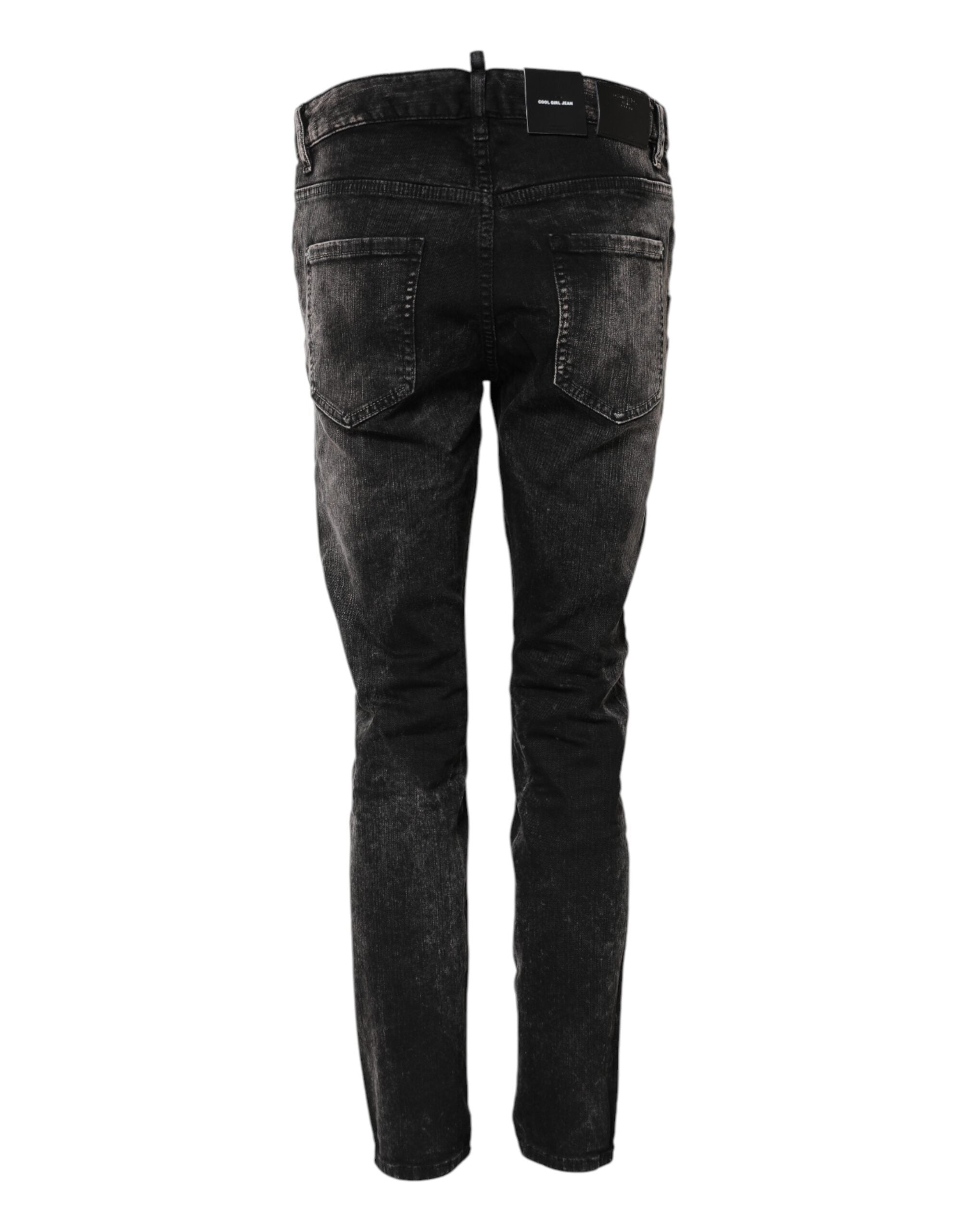 Dsquared² Black Washed Mid Waist Tapered Denim Women's Jeans