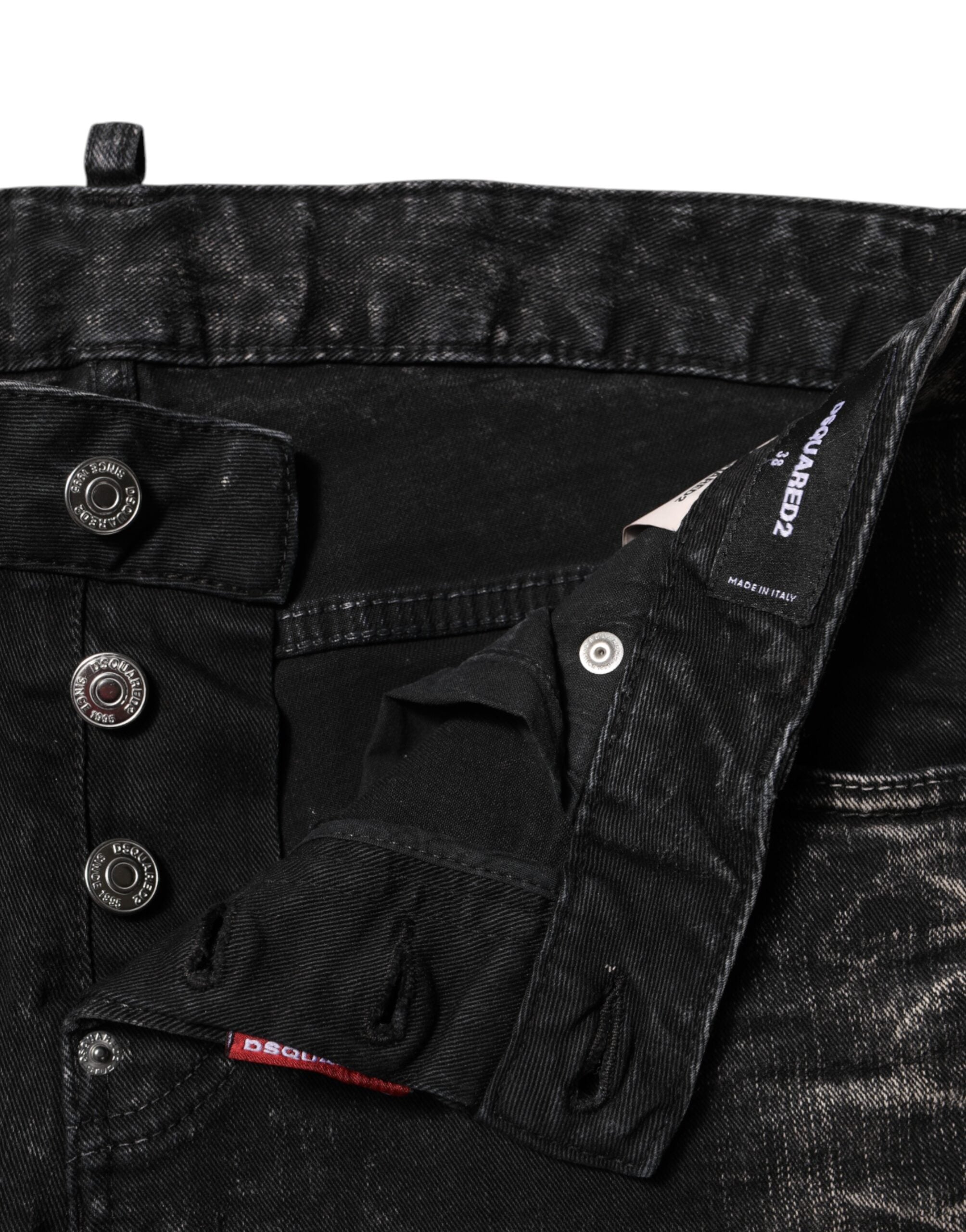 Dsquared² Black Washed Mid Waist Tapered Denim Women's Jeans