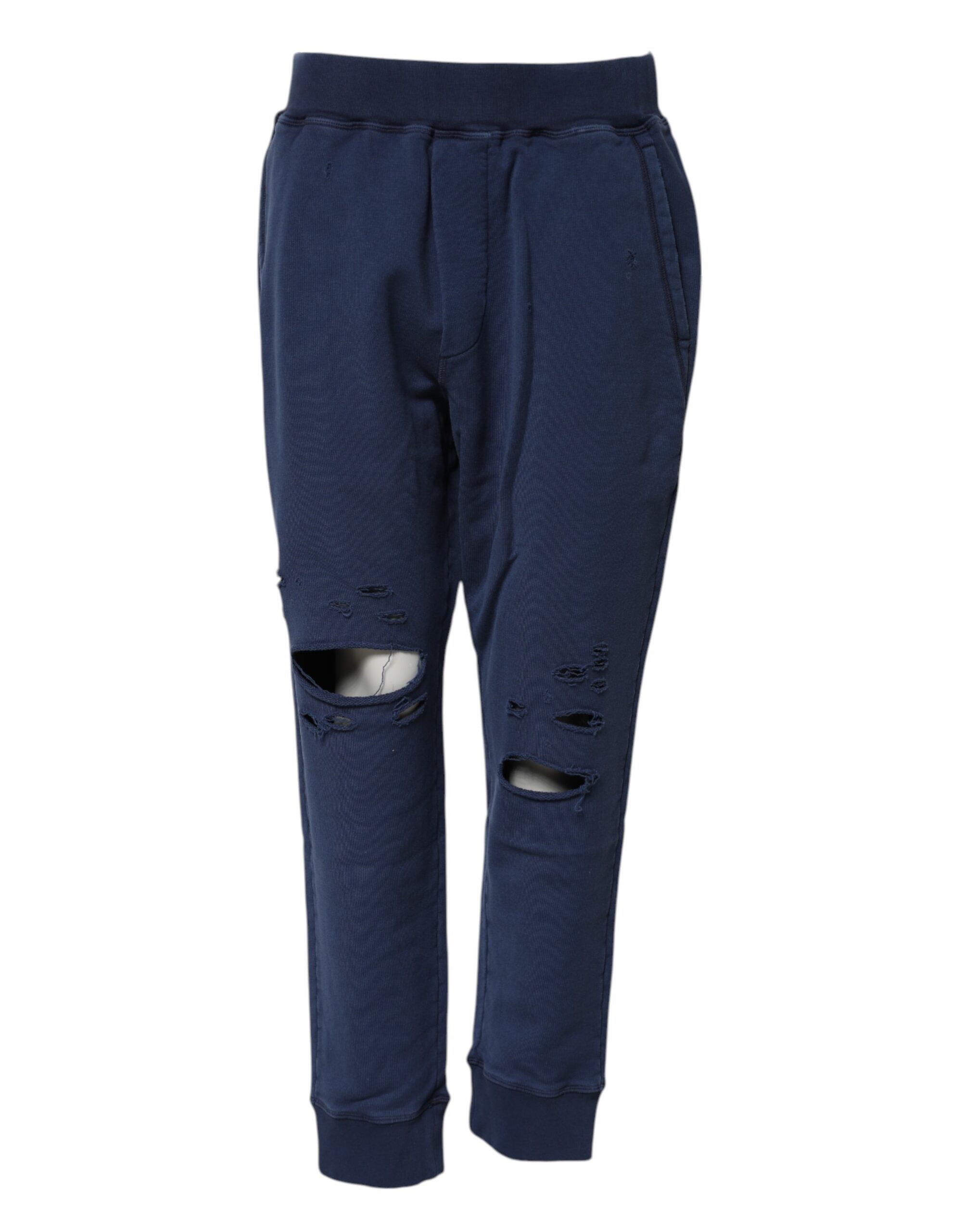 Dsquared² Blue Cotton Mid Waisted Jogger Women's Pants