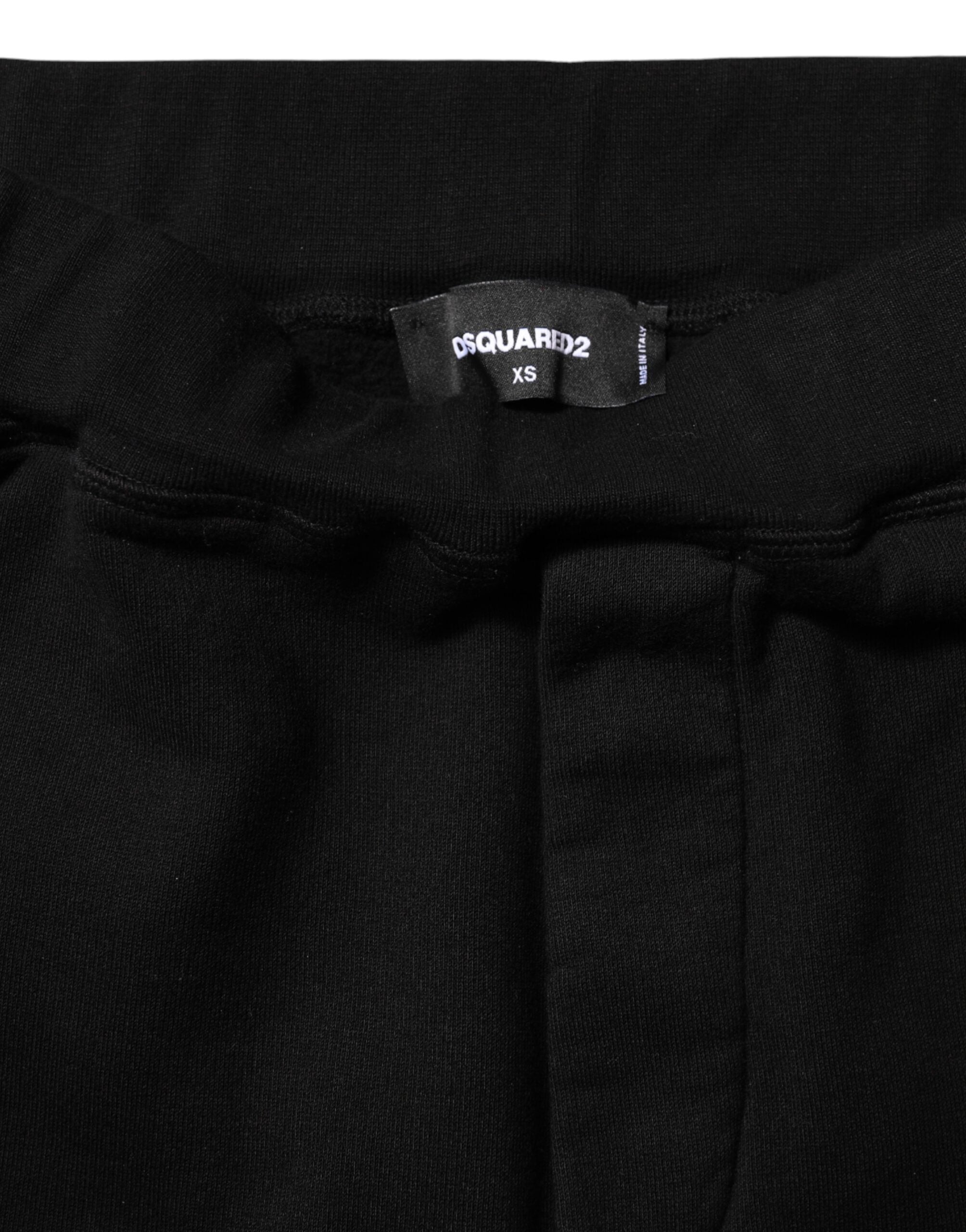 Dsquared² Black Red Cotton Straight Fit Jogger Women's Pants