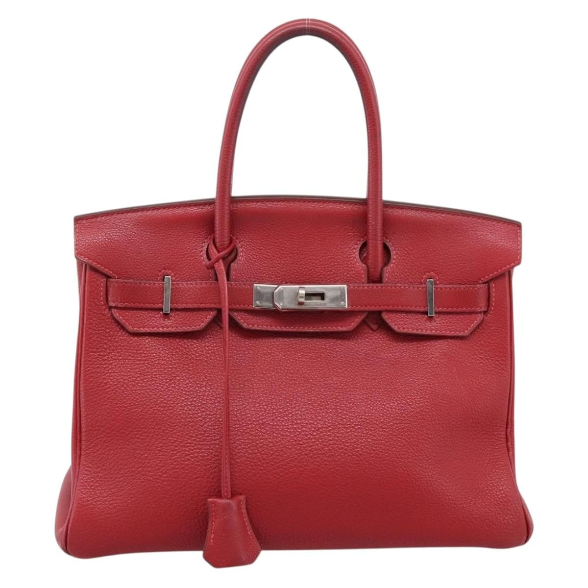 Hermes Birkin Red Togo With Palladium Hardware Red Leather Handbag (Pre-Owned)
