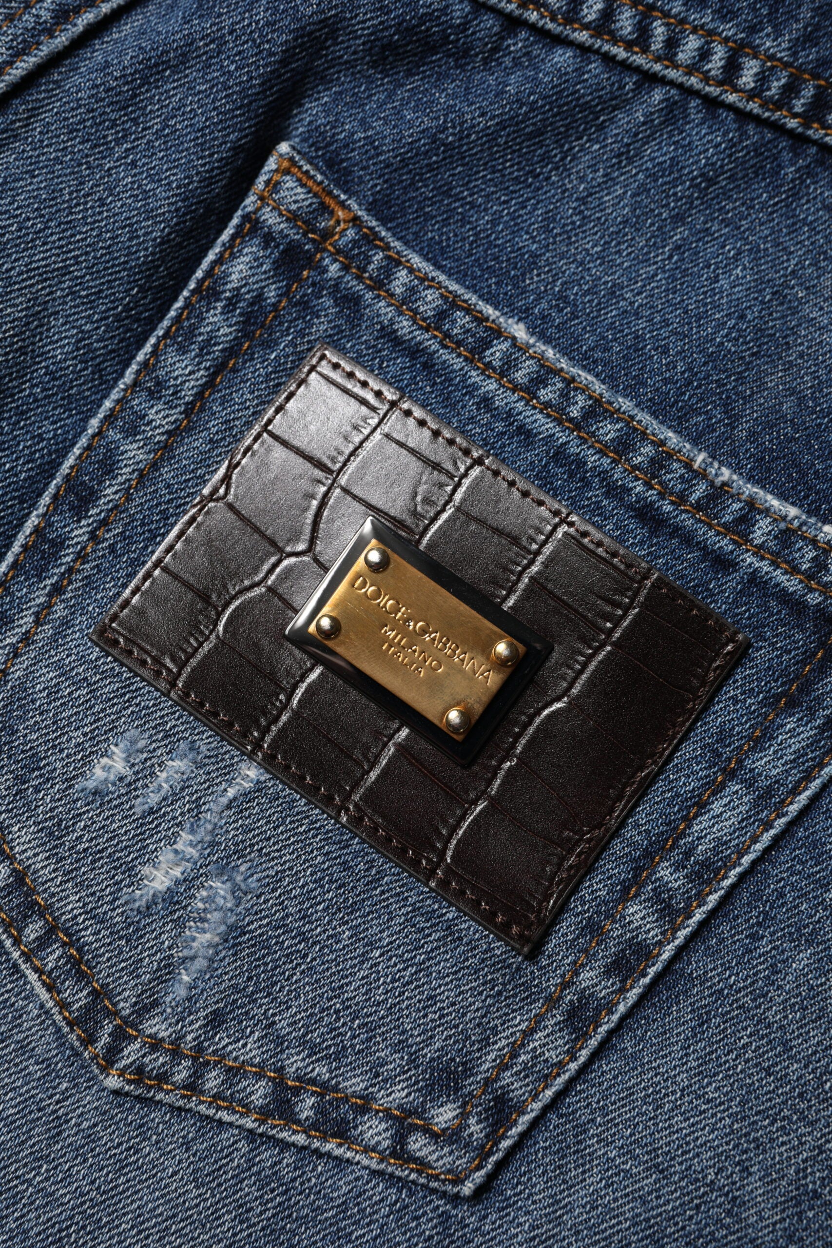 Dolce & Gabbana Blue Cotton Tattered Denim Bermuda Women's Shorts