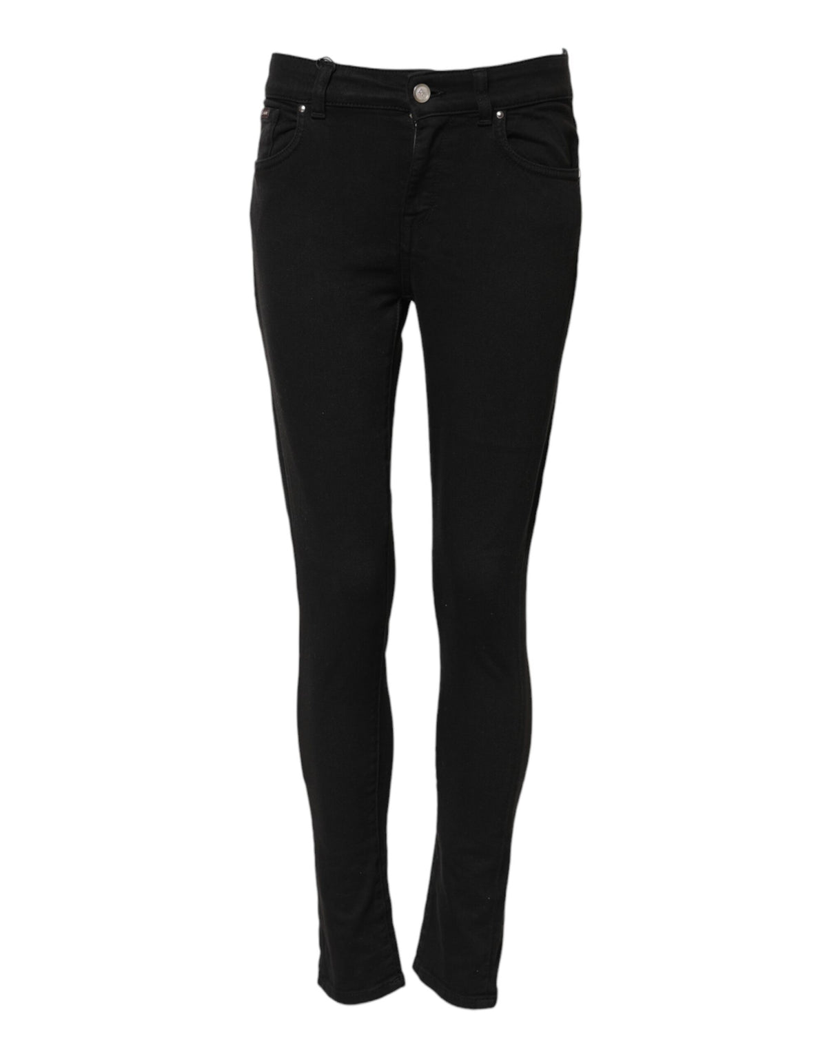 Dolce & Gabbana Black Cotton Skinny Mid Waist Denim Women's Jeans