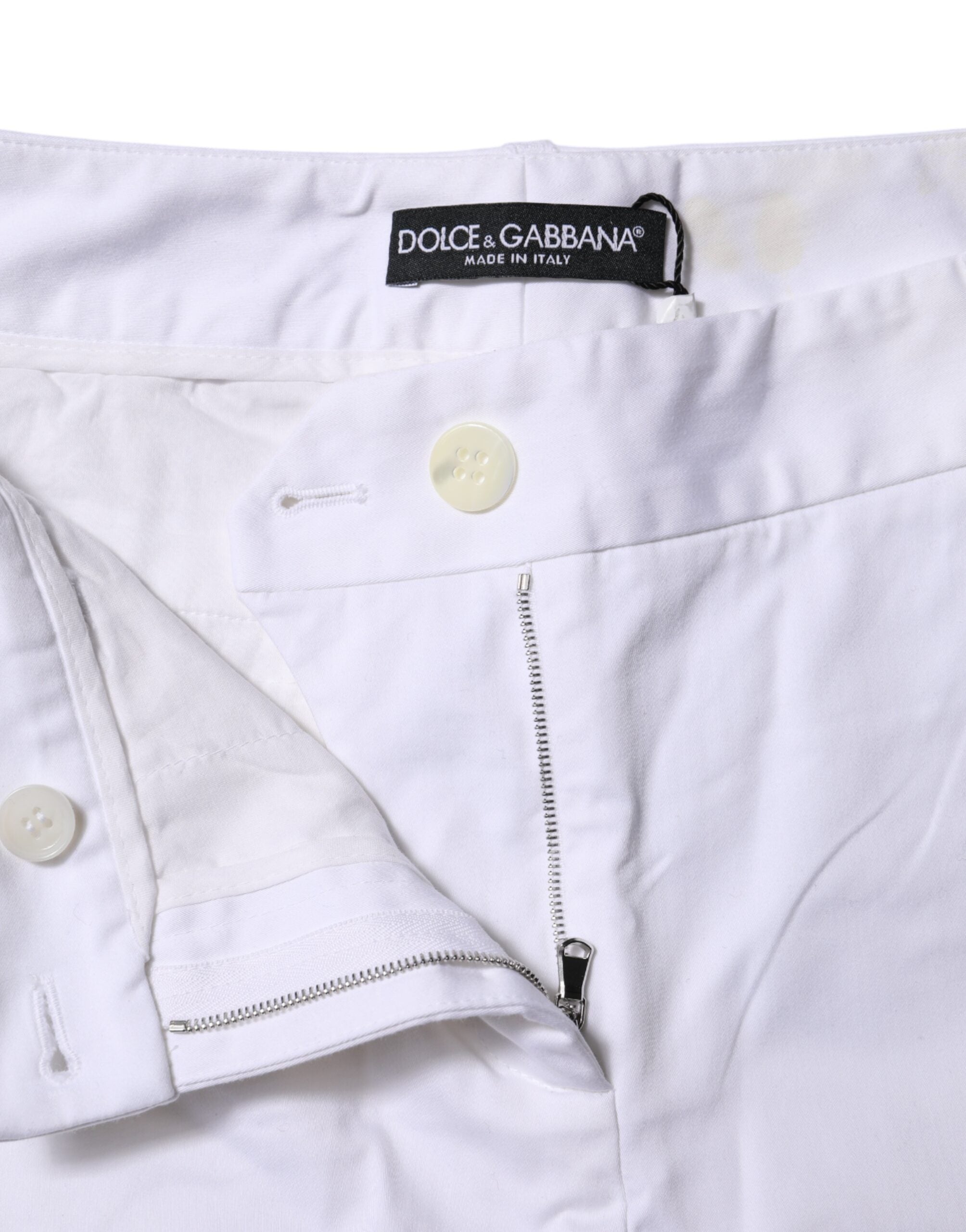 Dolce & Gabbana White Cotton Stretch Mid Waist Women's Jeans (Pre-Owned)