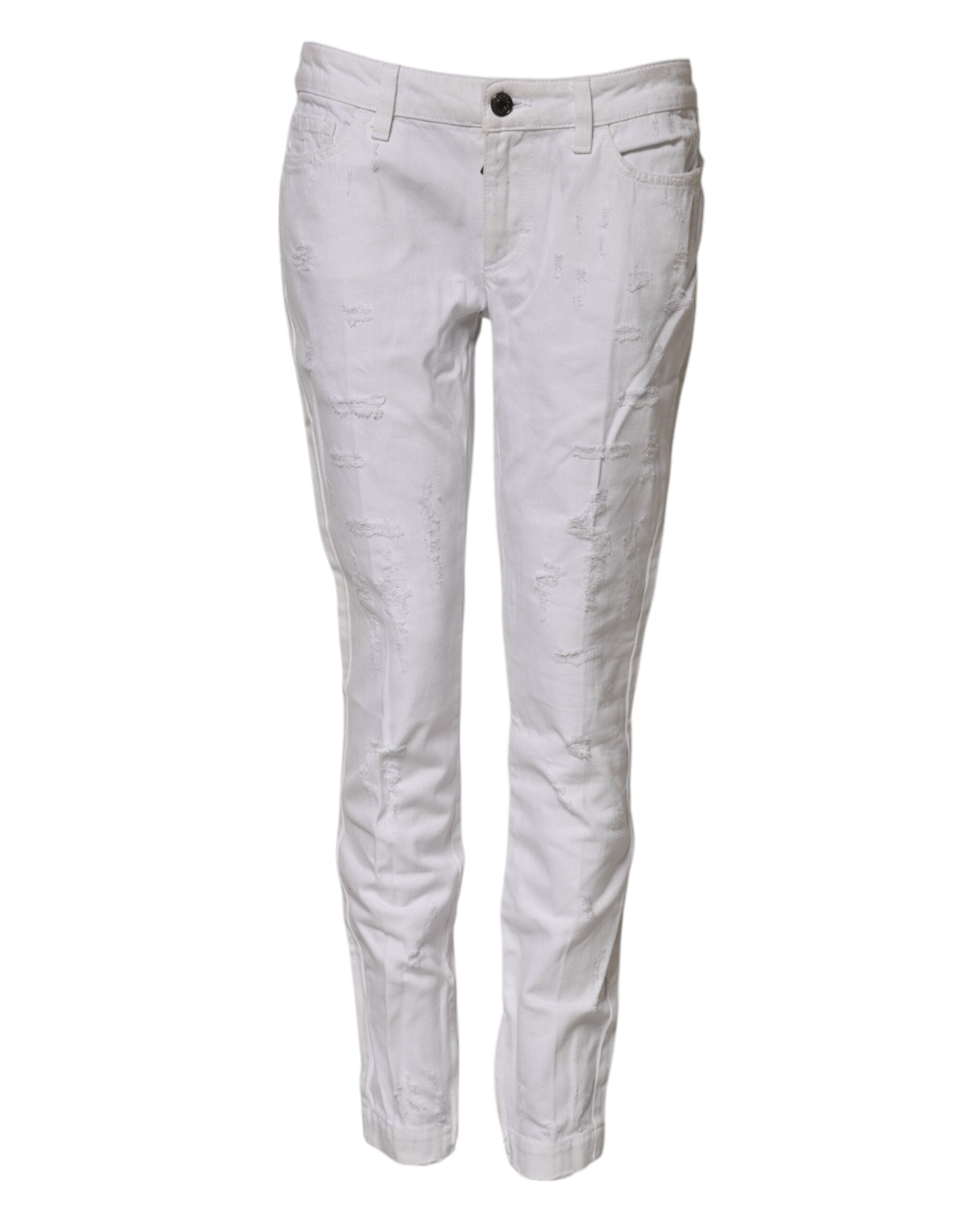 Dolce & Gabbana White Cotton Mid Waisted Women Denim Women's Jeans