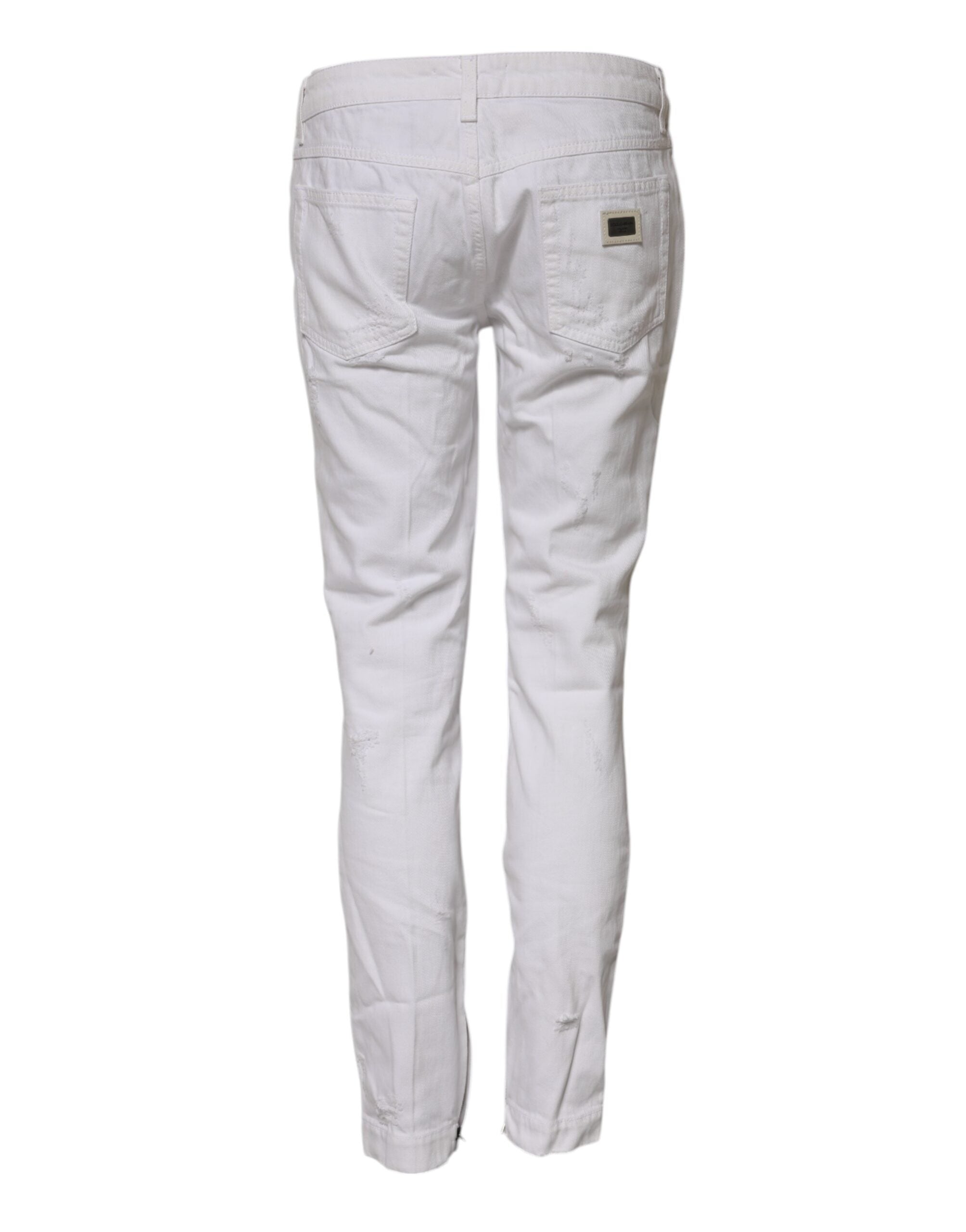 Dolce & Gabbana White Cotton Mid Waisted Women Denim Women's Jeans