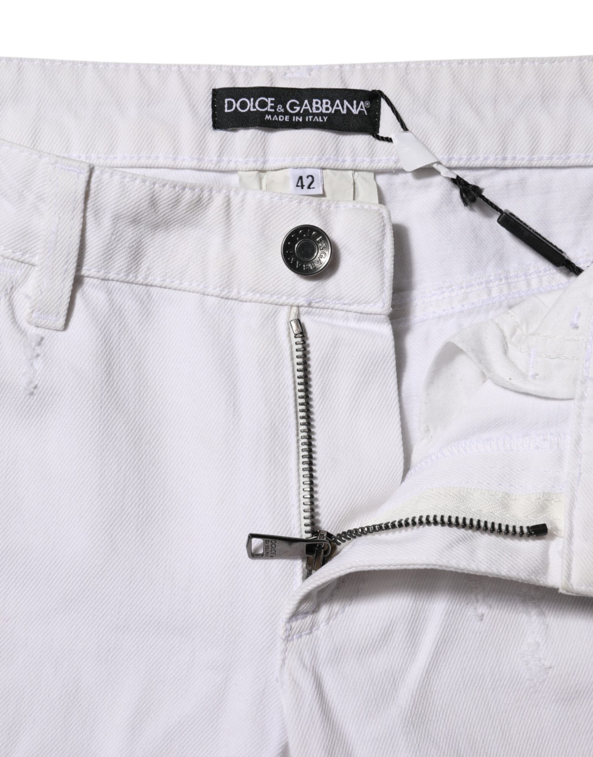 Dolce & Gabbana White Cotton Mid Waisted Women Denim Women's Jeans