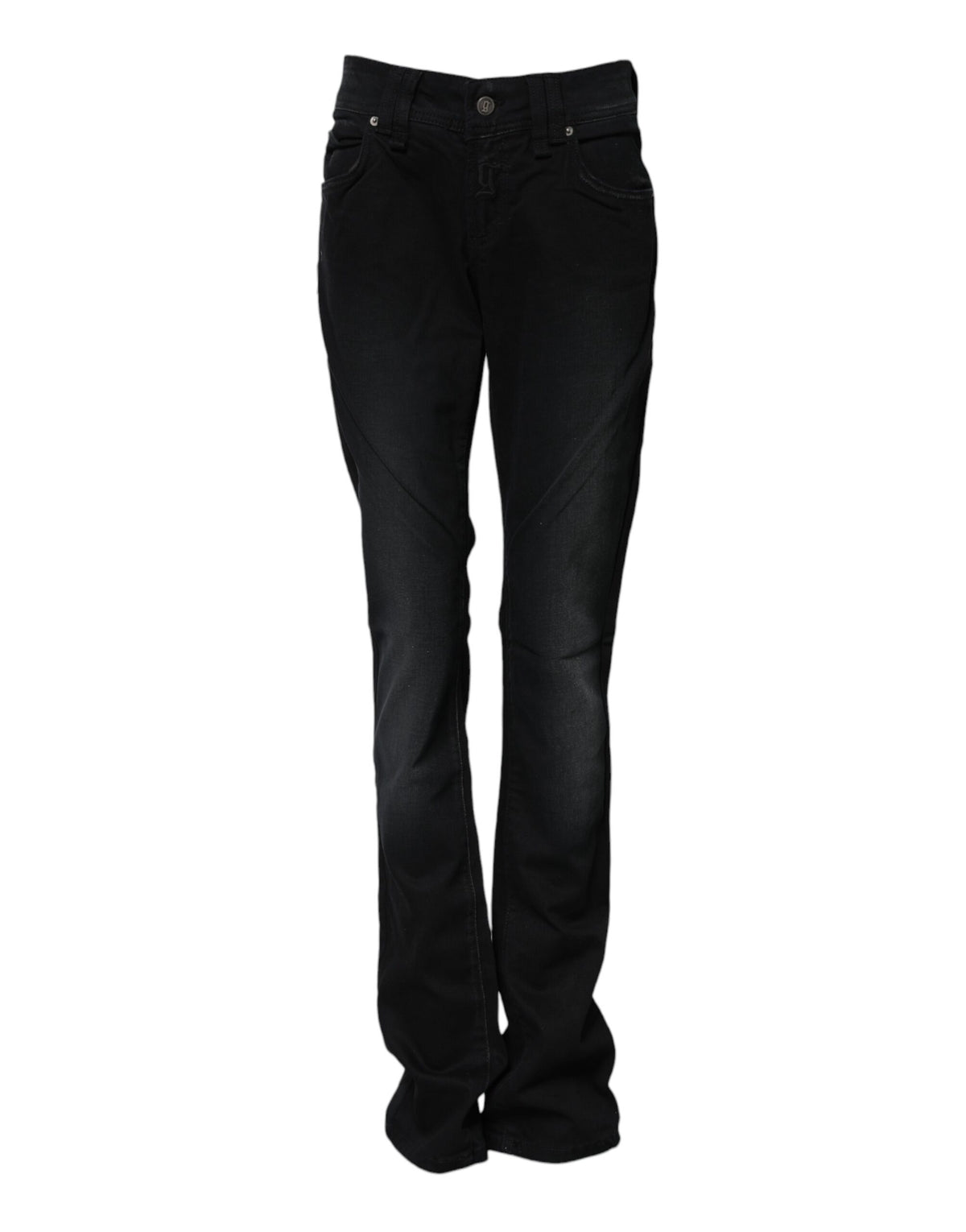 John Galliano Black Cotton Mid Waist Tapered Denim Women's Jeans