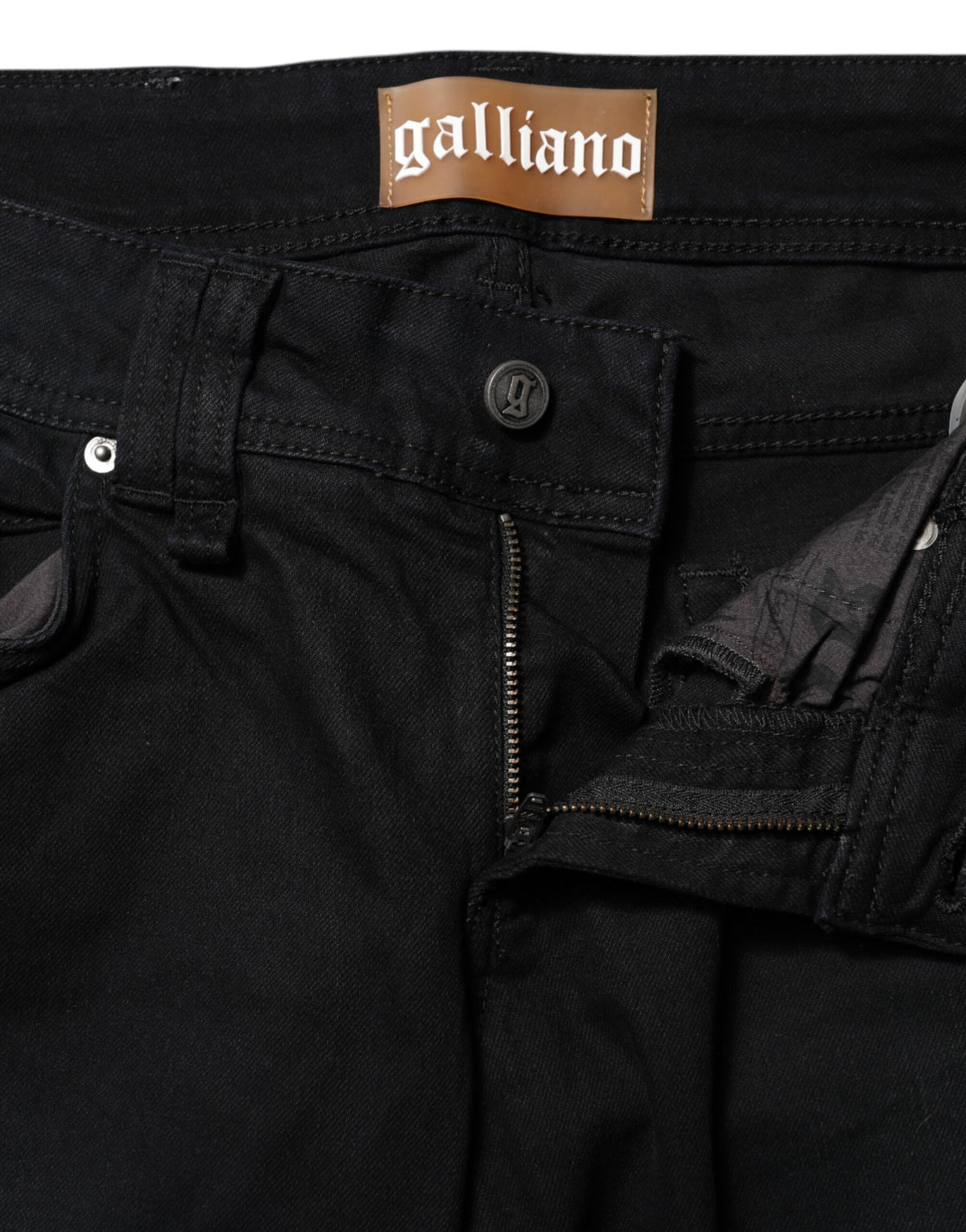 John Galliano Black Cotton Mid Waist Tapered Denim Women's Jeans
