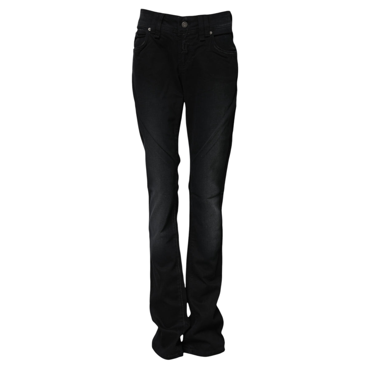 John Galliano Black Cotton Mid Waist Tapered Denim Women's Jeans