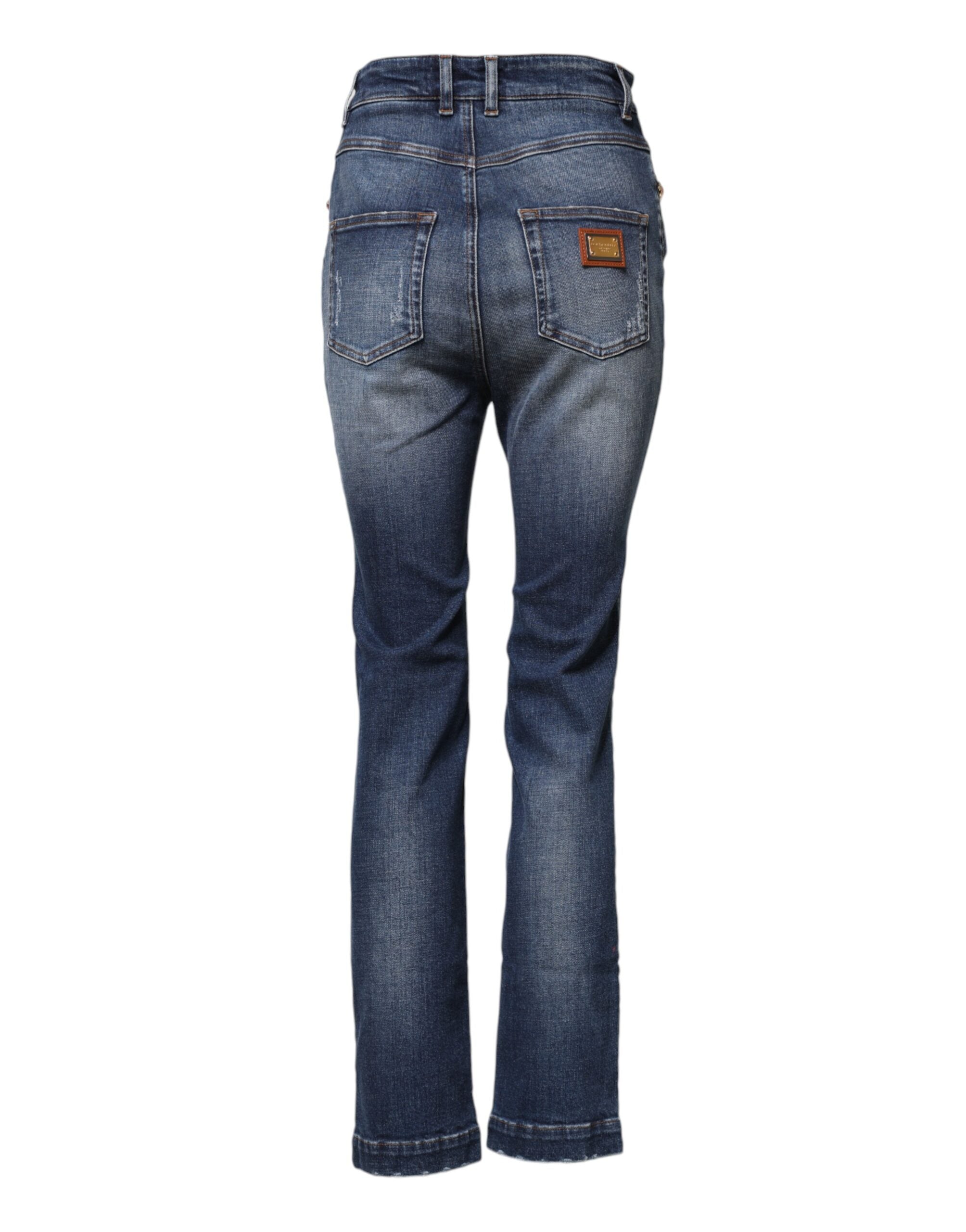 Dolce & Gabbana Blue Rhinestone Embellished Denim Women's Jeans