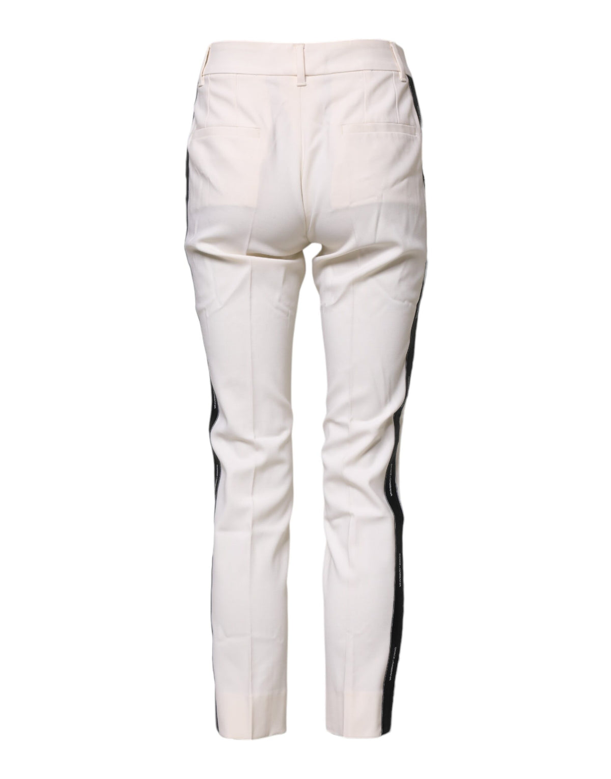 Dolce & Gabbana White Wool Tapered High Waist Women's Pants