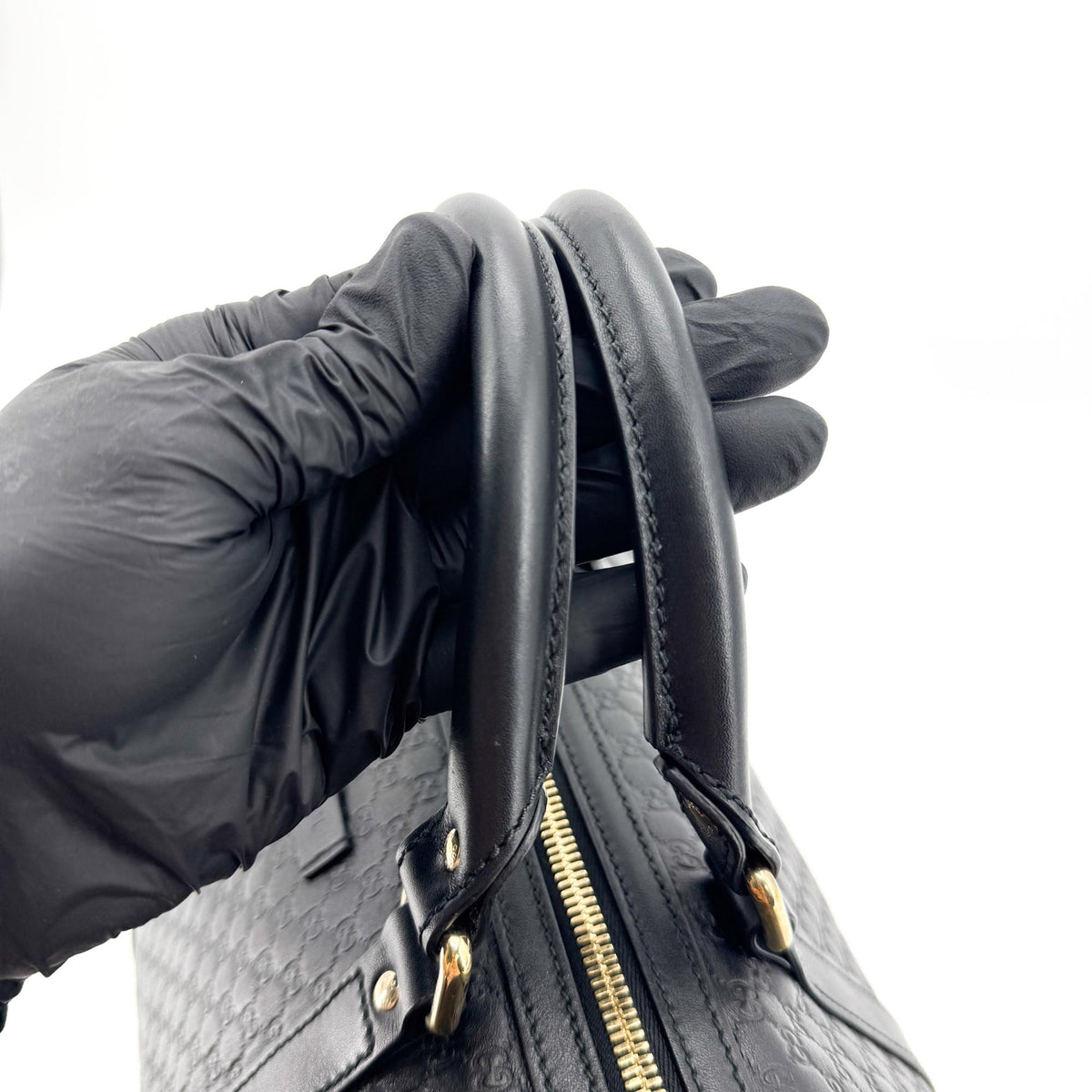 Gucci Joy Boston Microguccissima Leather Black Leather Handbag (Pre-Owned)