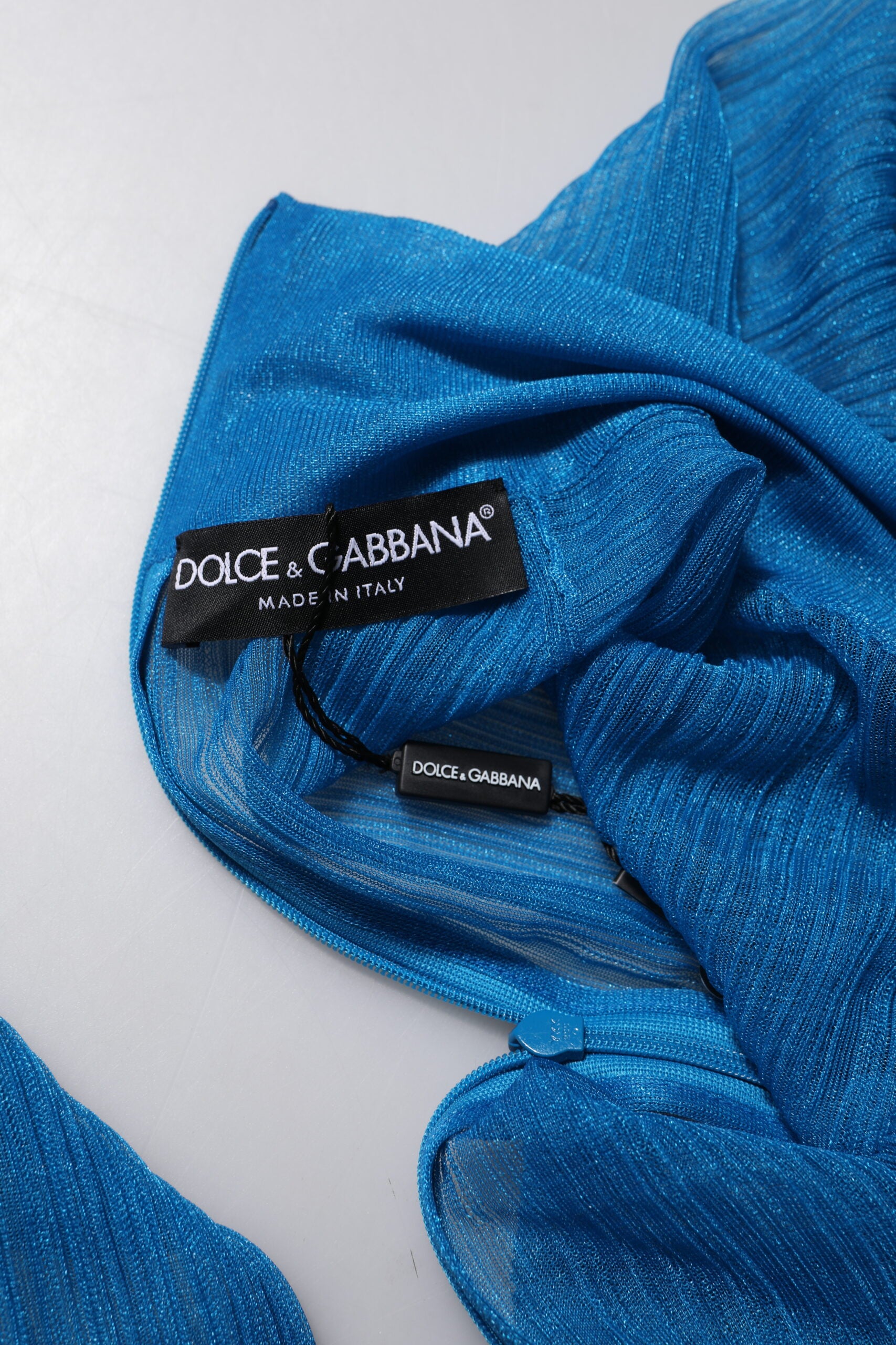 Dolce & Gabbana Blue See Through Turtleneck Long Sleeves Women's Top (Pre-Owned)