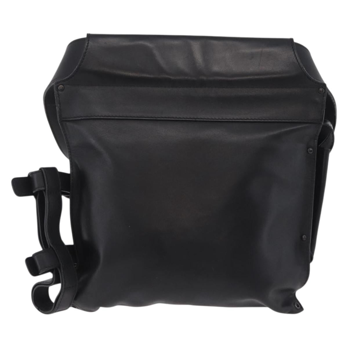 Bottega Veneta Utility Waist Leather With Intrecciato Black Leather Shoulder Bag Bag (Pre-Owned)