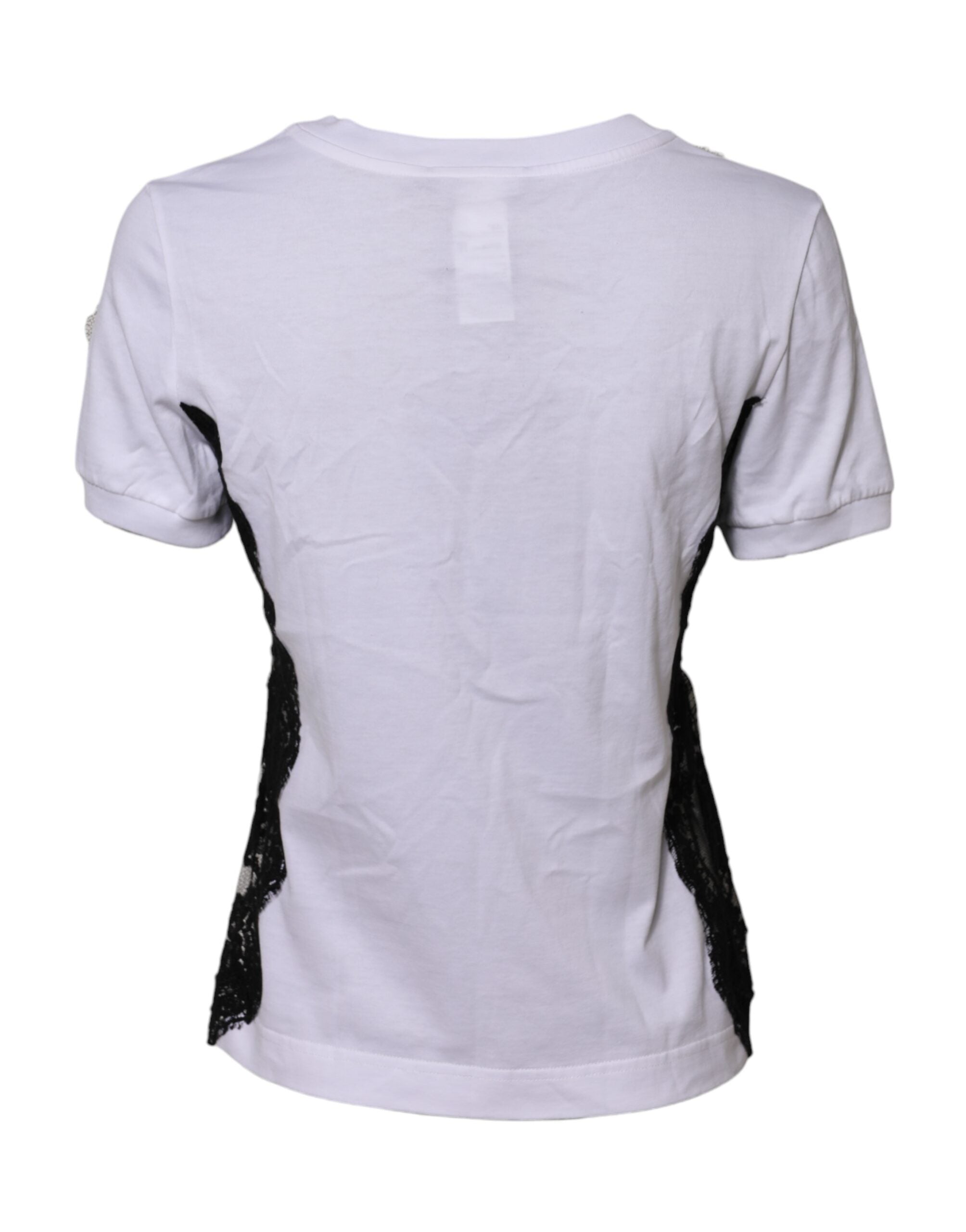 Dolce & Gabbana White Floral Lace DG Detailing Top Women's T-shirt (Pre-Owned)