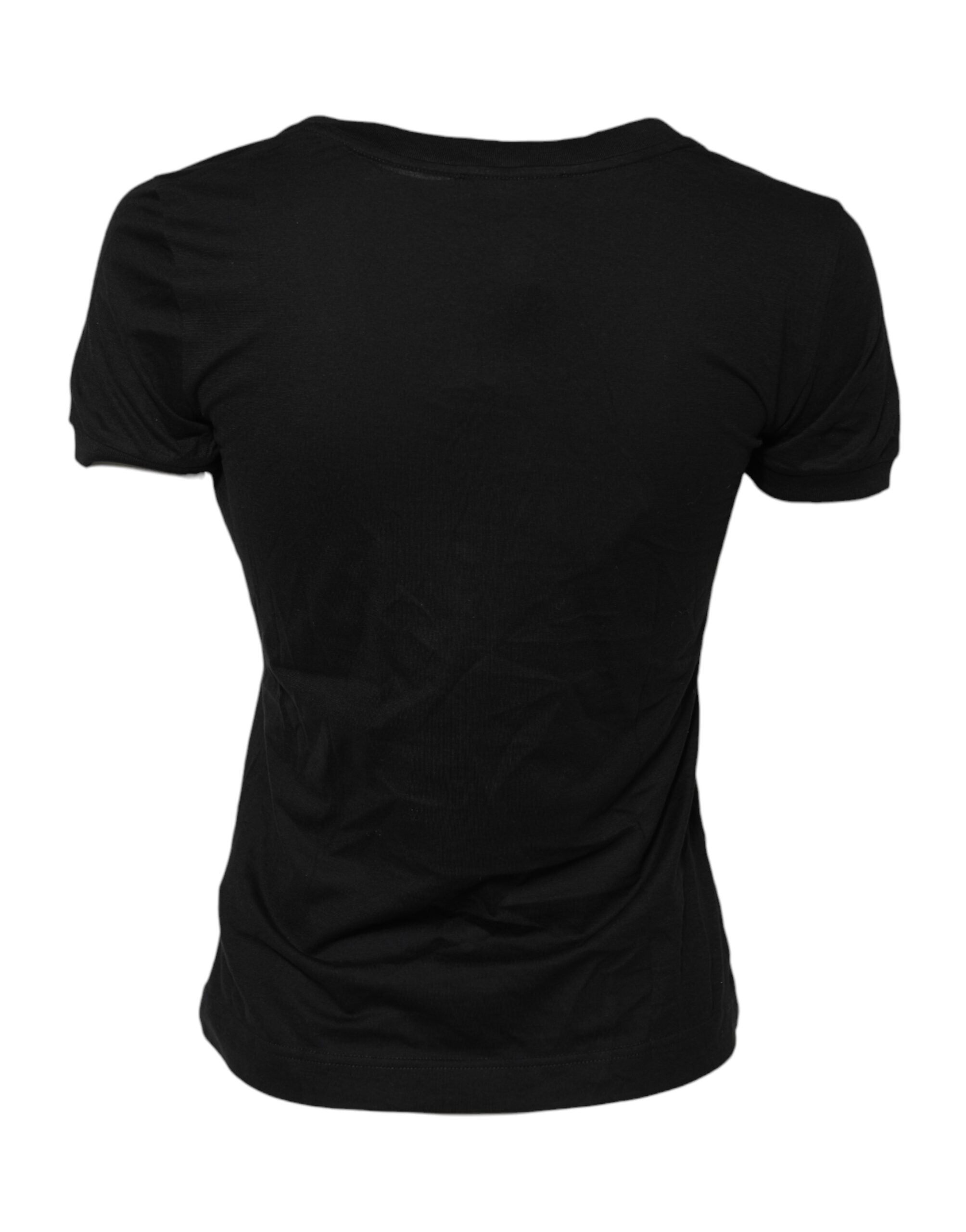 Dolce & Gabbana Black Cotton Short Sleeves Round Neck Women's T-shirt (Pre-Owned)