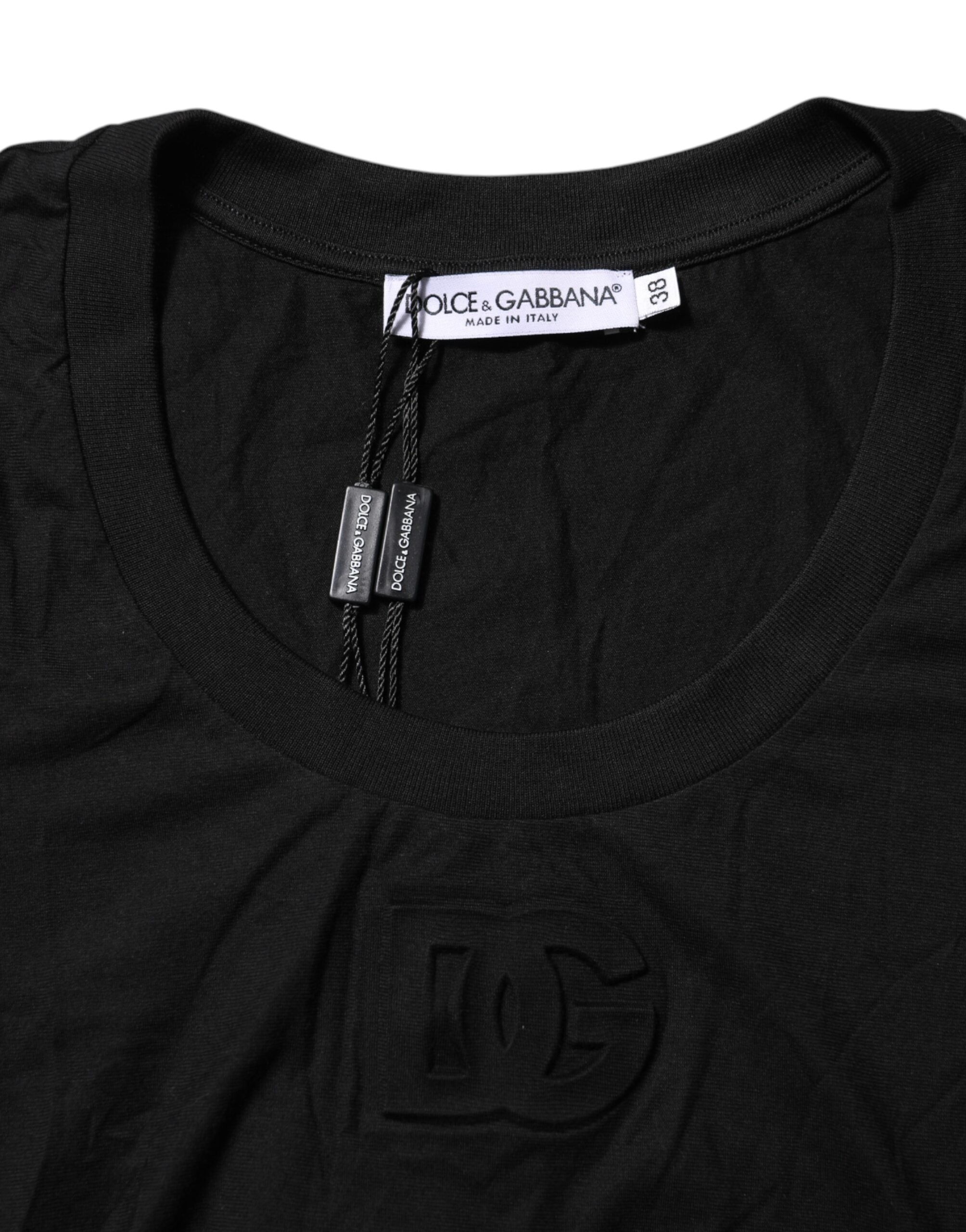 Dolce & Gabbana Black Cotton Short Sleeves Round Neck Women's T-shirt (Pre-Owned)