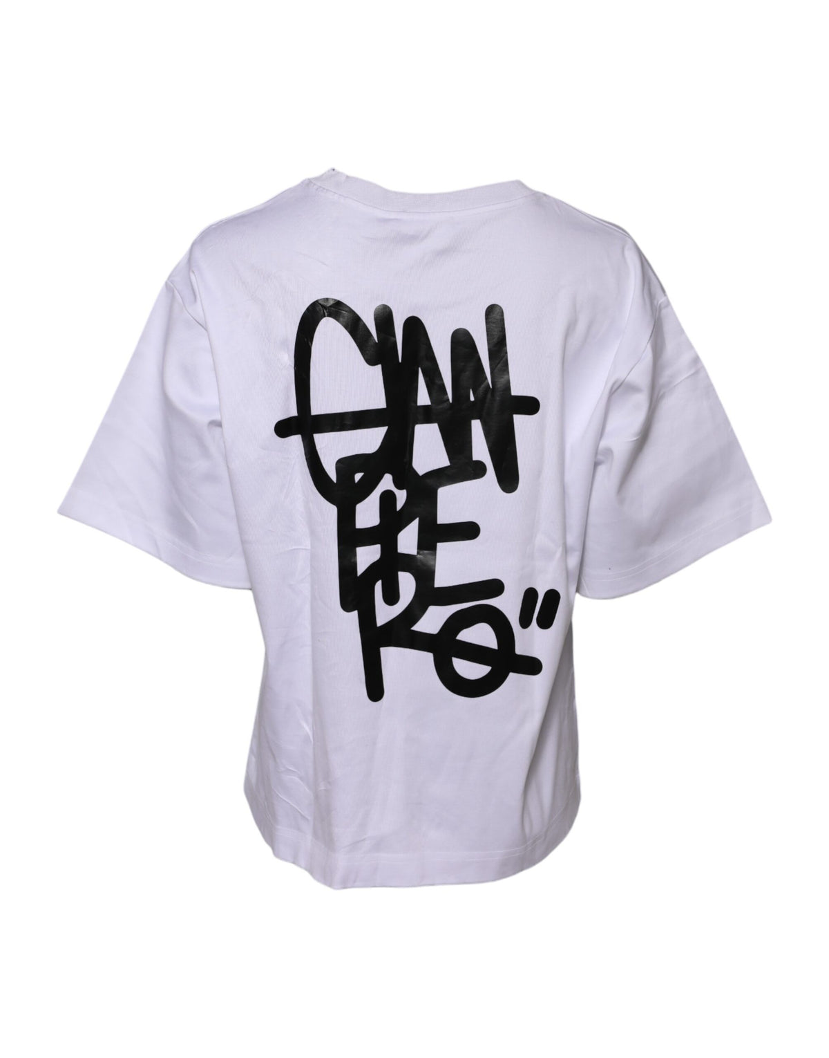 Dolce & Gabbana White Cotton Graphic Print Crew Neck Women's T-shirt (Pre-Owned)