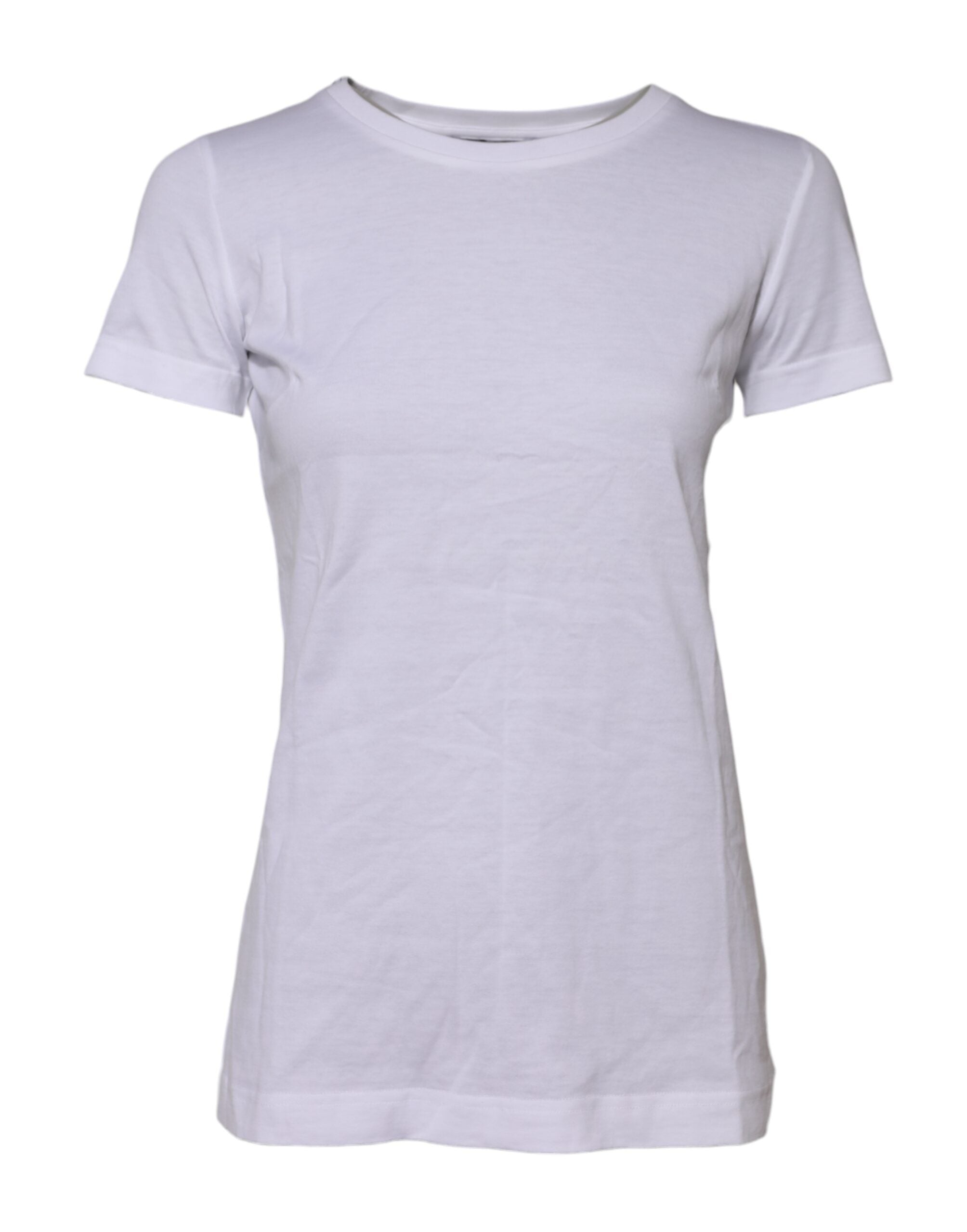 Dolce & Gabbana White Cotton Short Sleeves Round Neck Women's T-shirt (Pre-Owned)