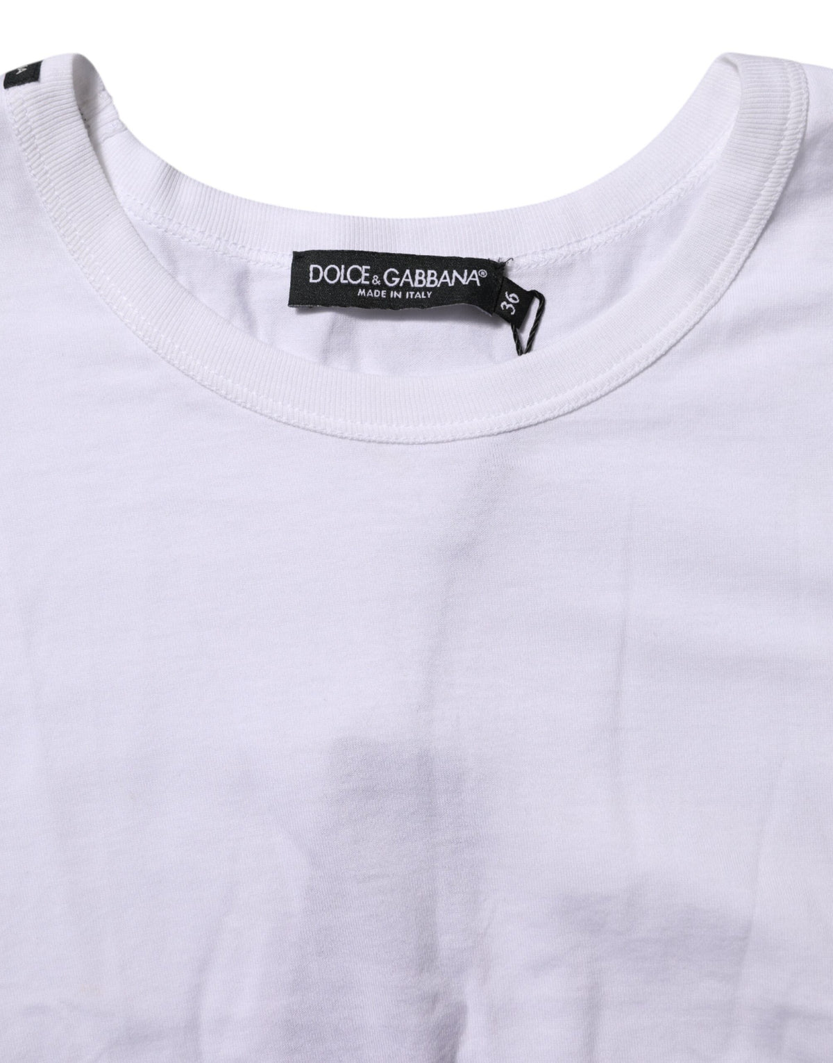 Dolce & Gabbana White Cotton Short Sleeves Cropped Women's T-shirt (Pre-Owned)