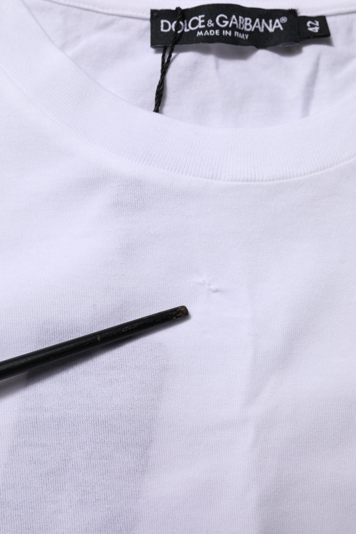 Dolce & Gabbana White Cotton Round Neck Short Sleeves Women's T-shirt (Pre-Owned)