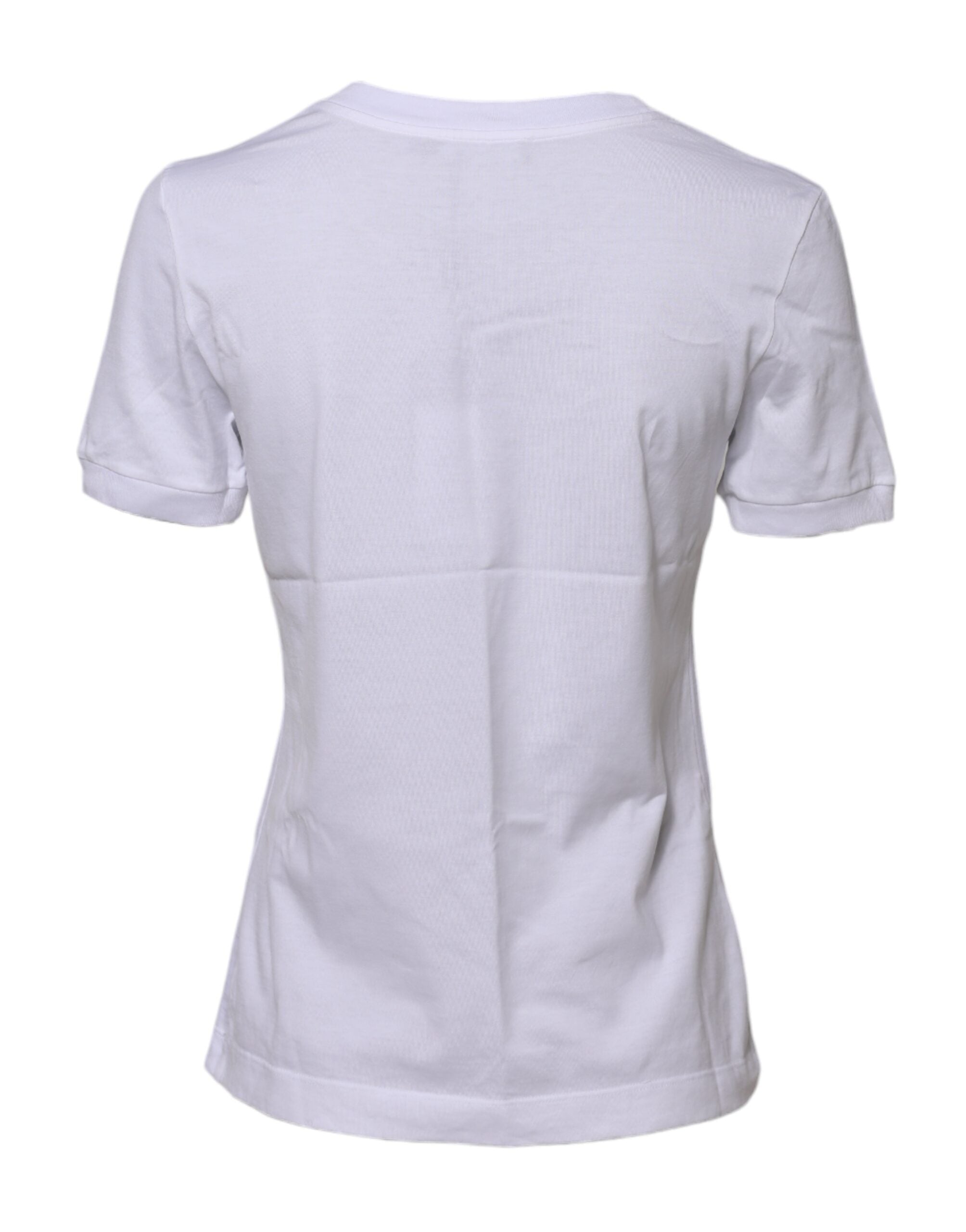 Dolce & Gabbana White Cotton Round Neck Short Sleeves Women's T-shirt