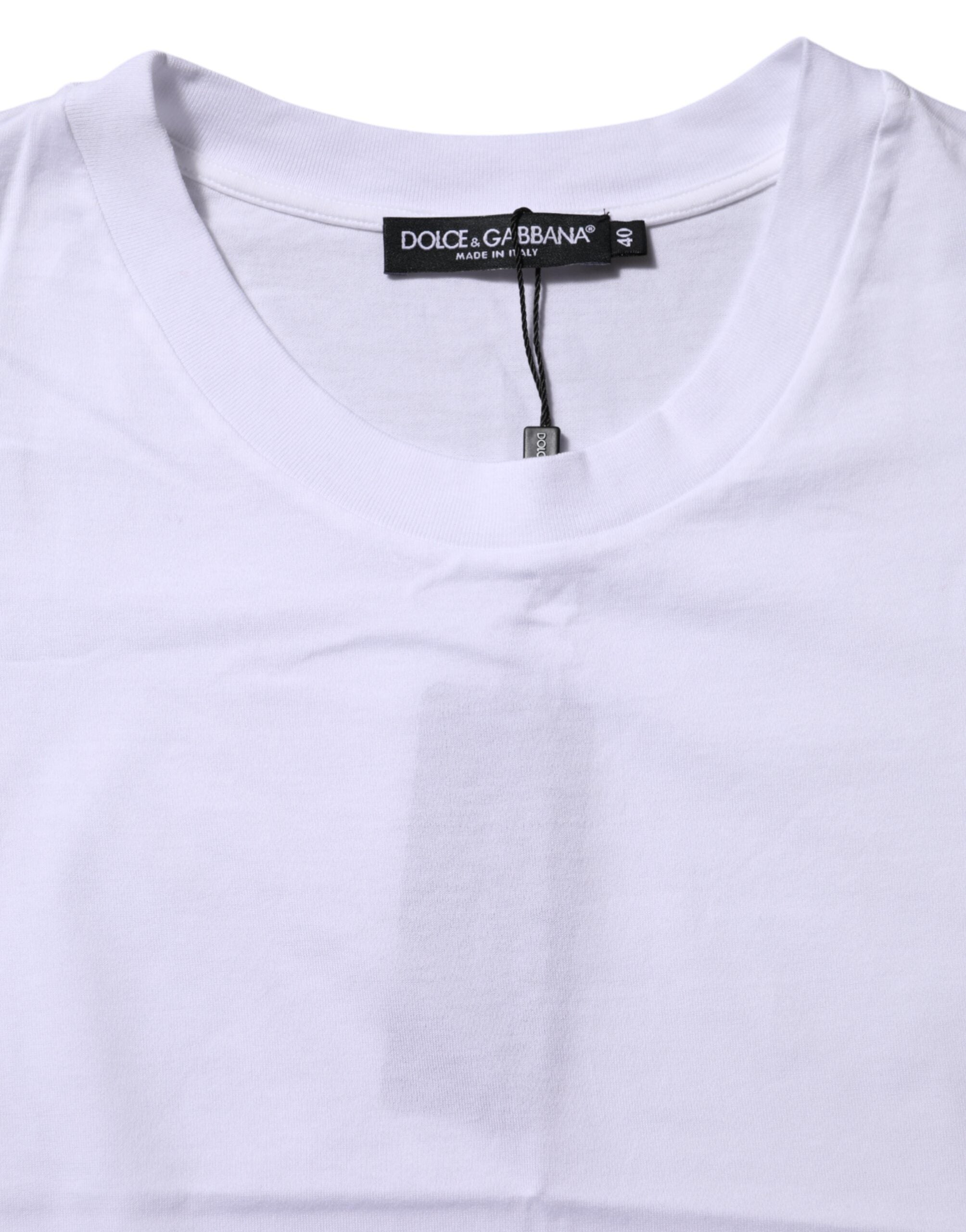 Dolce & Gabbana White Cotton Round Neck Short Sleeves Women's T-shirt