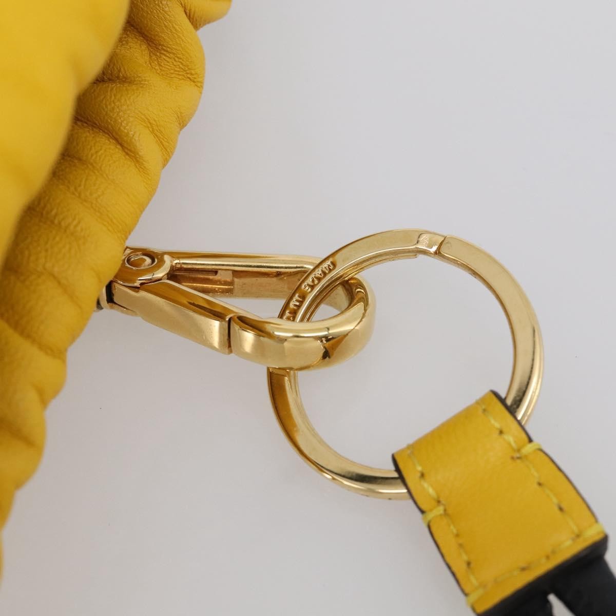 Fendi Logo Drawstring Leather Yellow Leather Handbag (Pre-Owned)