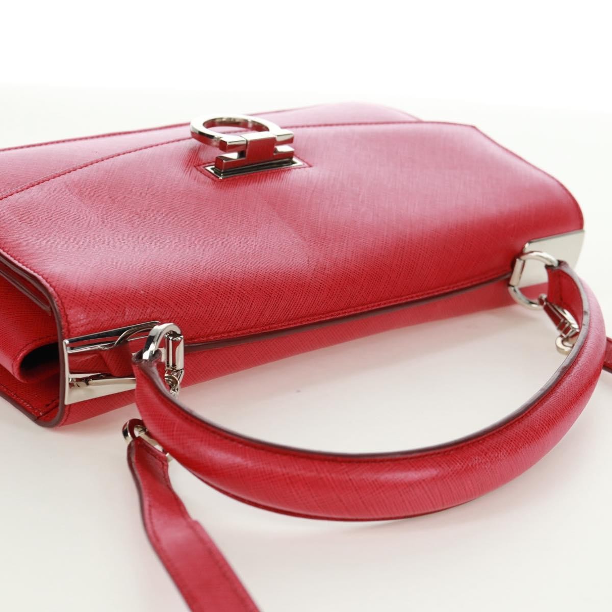 Salvatore Ferragamo Gancini Convertible Top Handle Saffiano Leather Pink Leather Handbag (Pre-Owned)