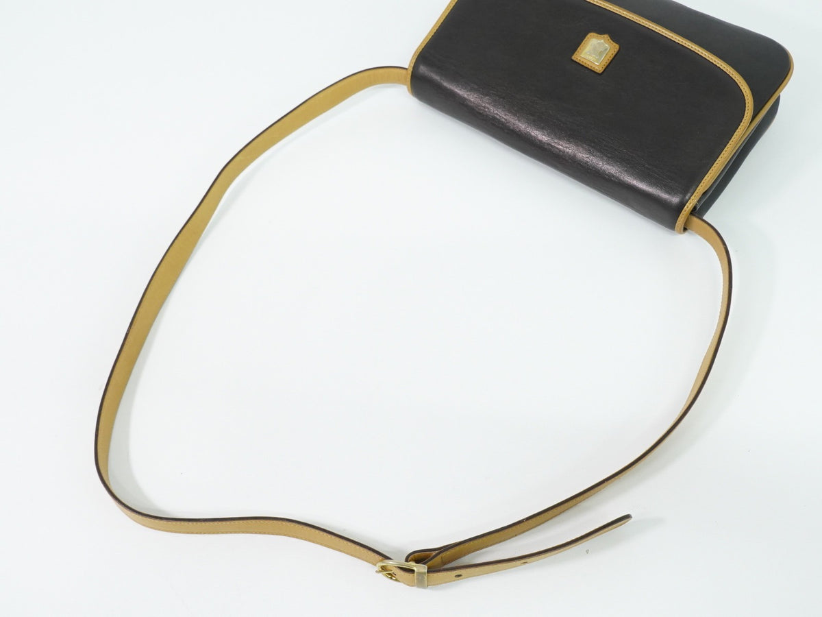 Celine Vintage Flap Leather Black Leather Shoulder Bag Bag (Pre-Owned)
