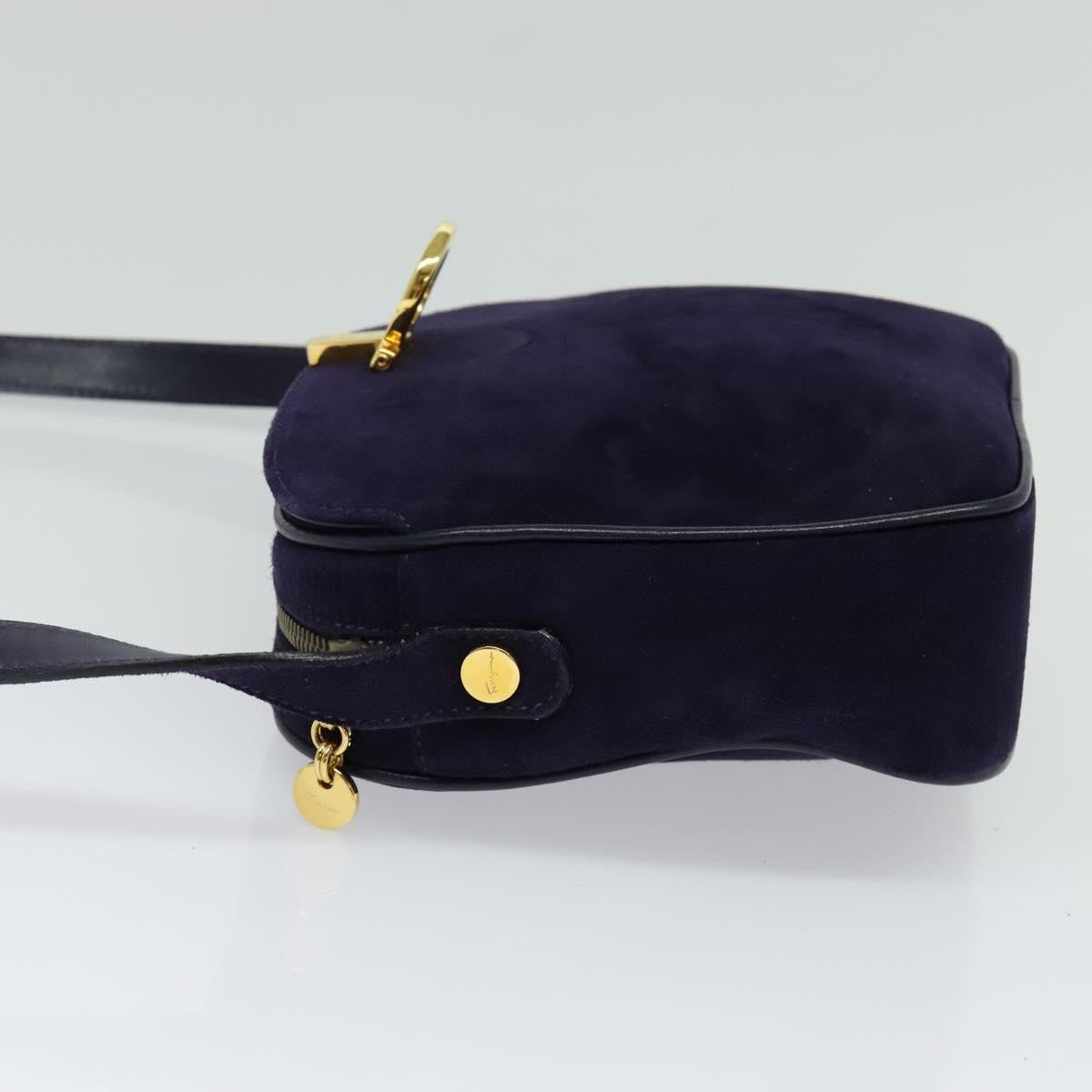 Salvatore Ferragamo Gancini Suede Purple Suede Shoulder Bag Bag (Pre-Owned)