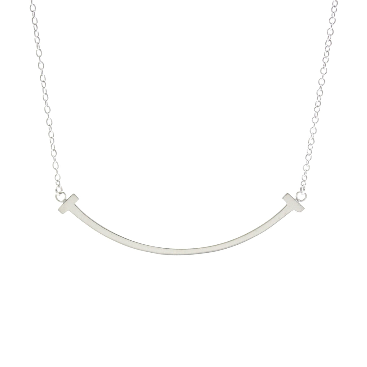 Tiffany & Co. T Smile Pendant 18K White Gold Silver White_Gold Necklace Jewelry (Pre-Owned)