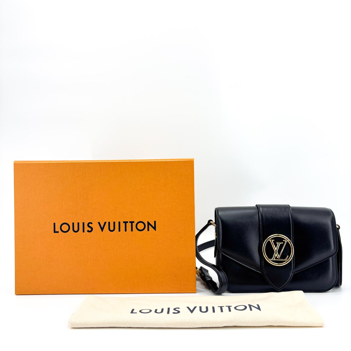 Louis Vuitton Lv Pont 9 Leather Black Leather Handbag (Pre-Owned)