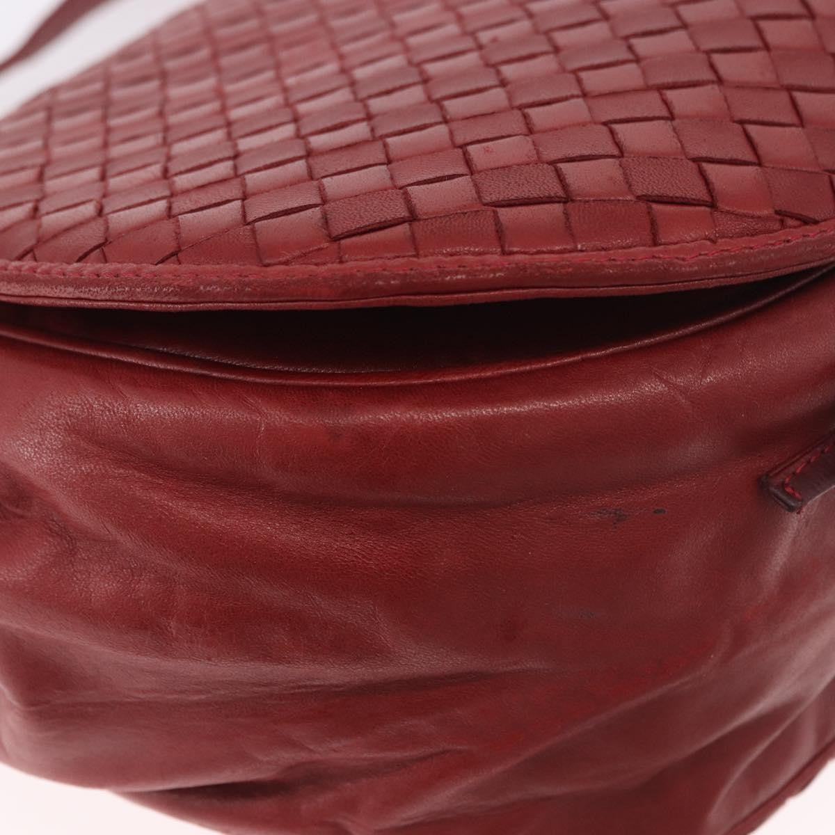 Bottega Veneta Flap Intrecciato Nappa Red Leather Shoulder Bag Bag (Pre-Owned)