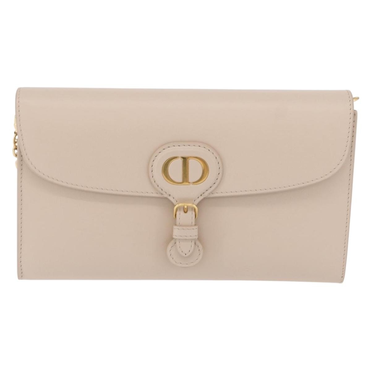 Christian Dior Bobby Flap Leather Beige Leather Shoulder Bag Bag (Pre-Owned)
