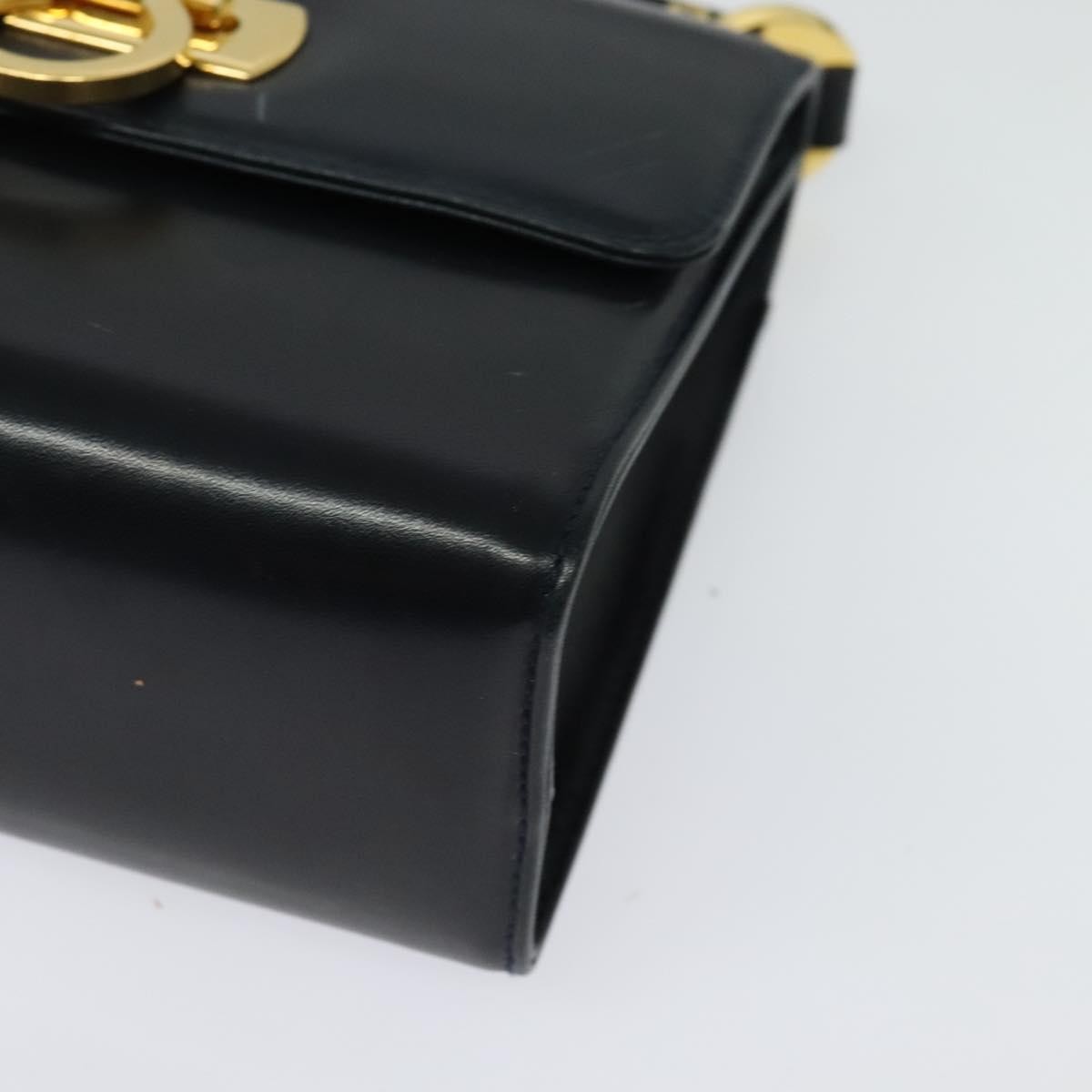 Salvatore Ferragamo Gancini Leather Black Leather Shoulder Bag Bag (Pre-Owned)