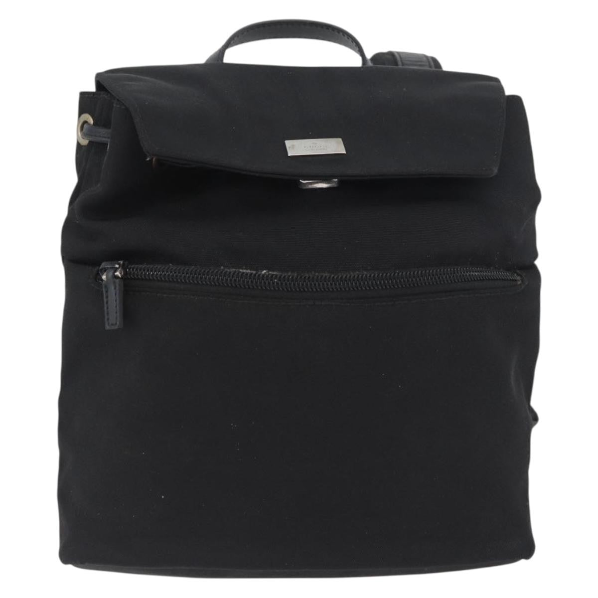 Gucci Vintage Flap Nylon Black Nylon Backpack Bag (Pre-Owned)