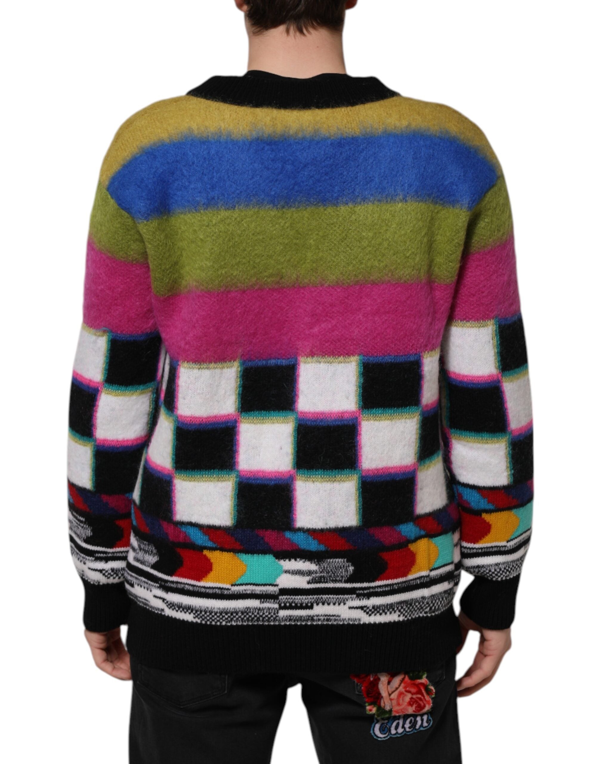 Dolce & Gabbana Multicolor Glitch Design Pullover Men's Sweater