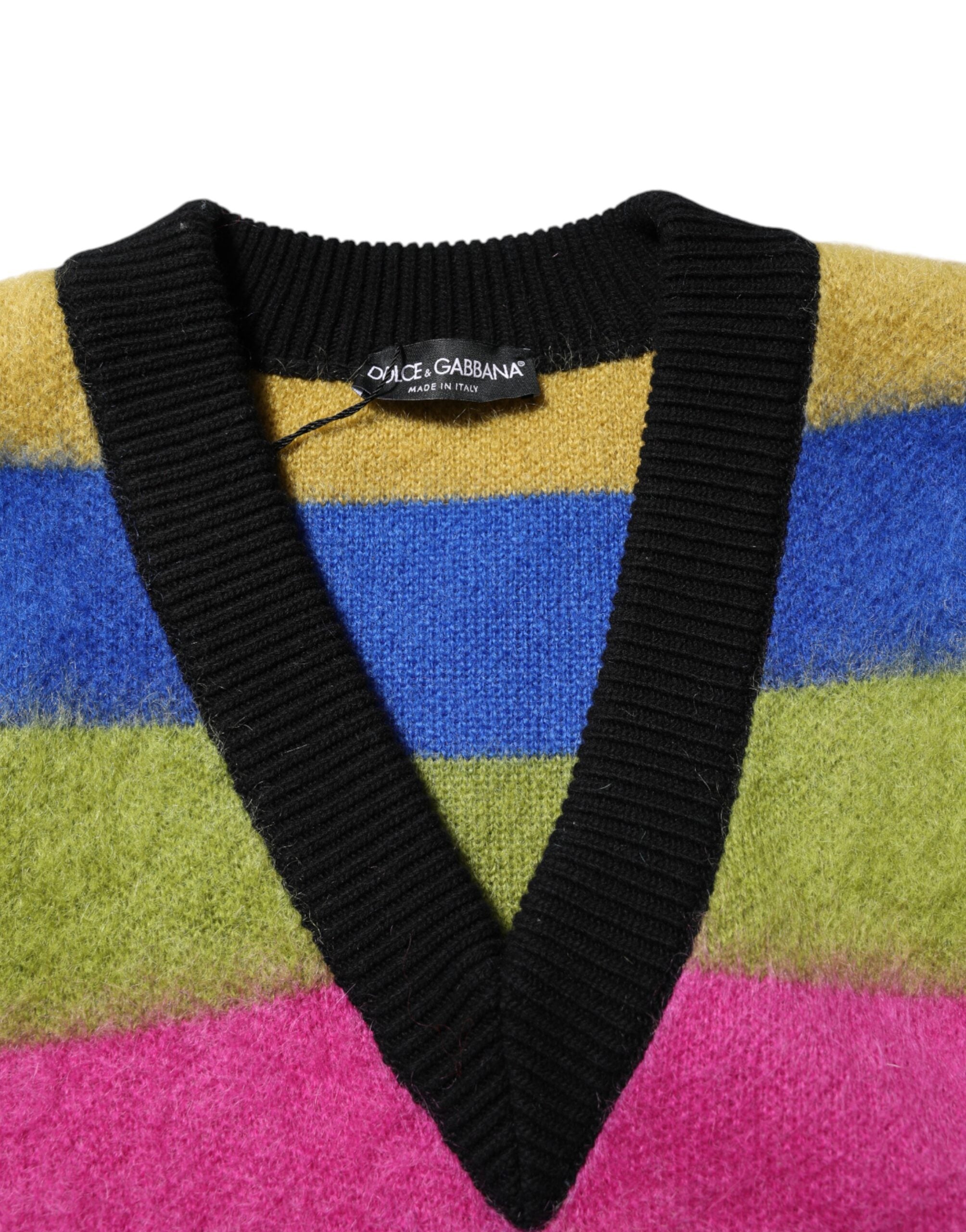 Dolce & Gabbana Multicolor Glitch Design Pullover Men's Sweater