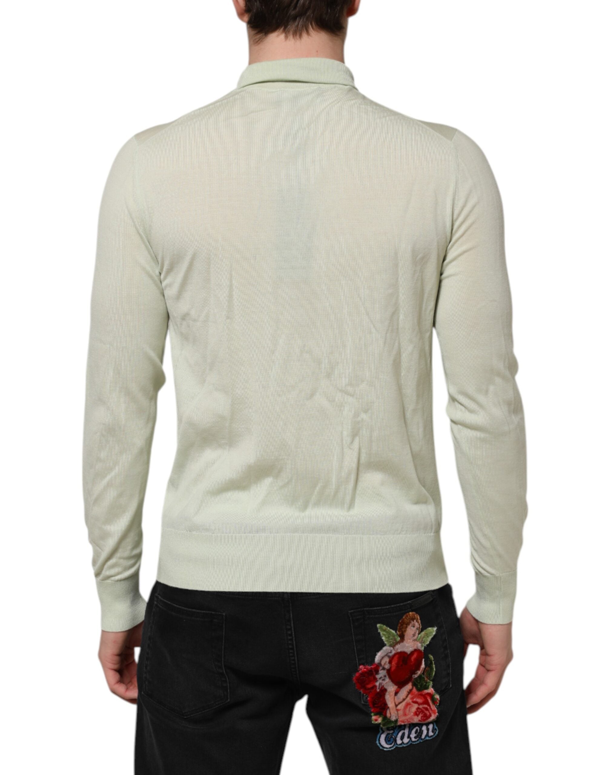 Dolce & Gabbana Mint Green Wool Turtleneck Pullover Men's Sweater (Pre-Owned)