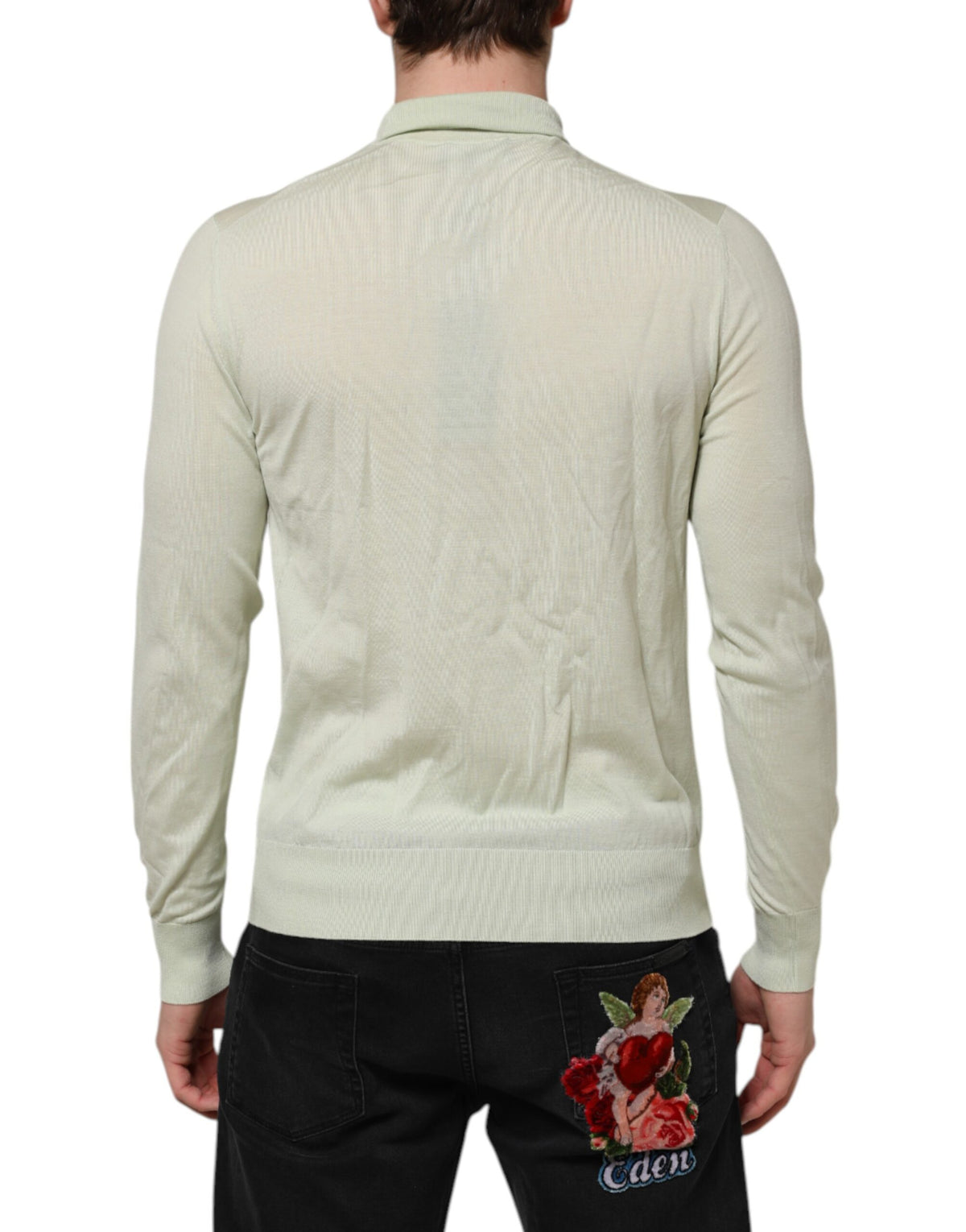 Dolce & Gabbana Mint Green Wool Turtleneck Pullover Men's Sweater (Pre-Owned)