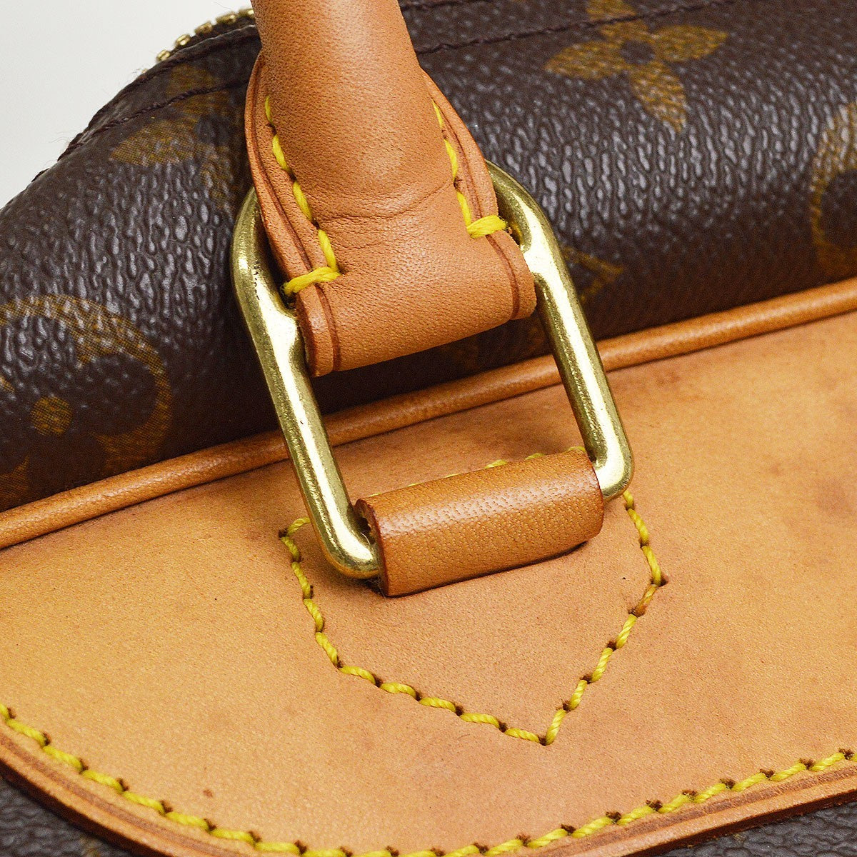 Louis Vuitton Bowling Vanity Printed Tuffetage With Leather Brown Canvas Handbag (Pre-Owned)
